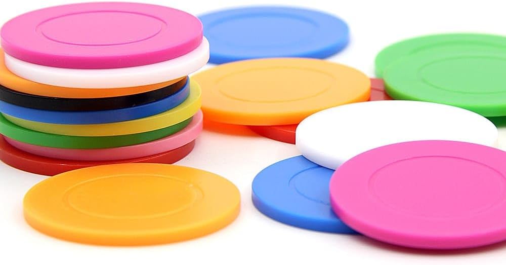 100 PCS 37mm Plastic Poker Chips, Personalize Your Chips with Logo and Text, for Bingo Game, Chess Room, Casino Theme Party