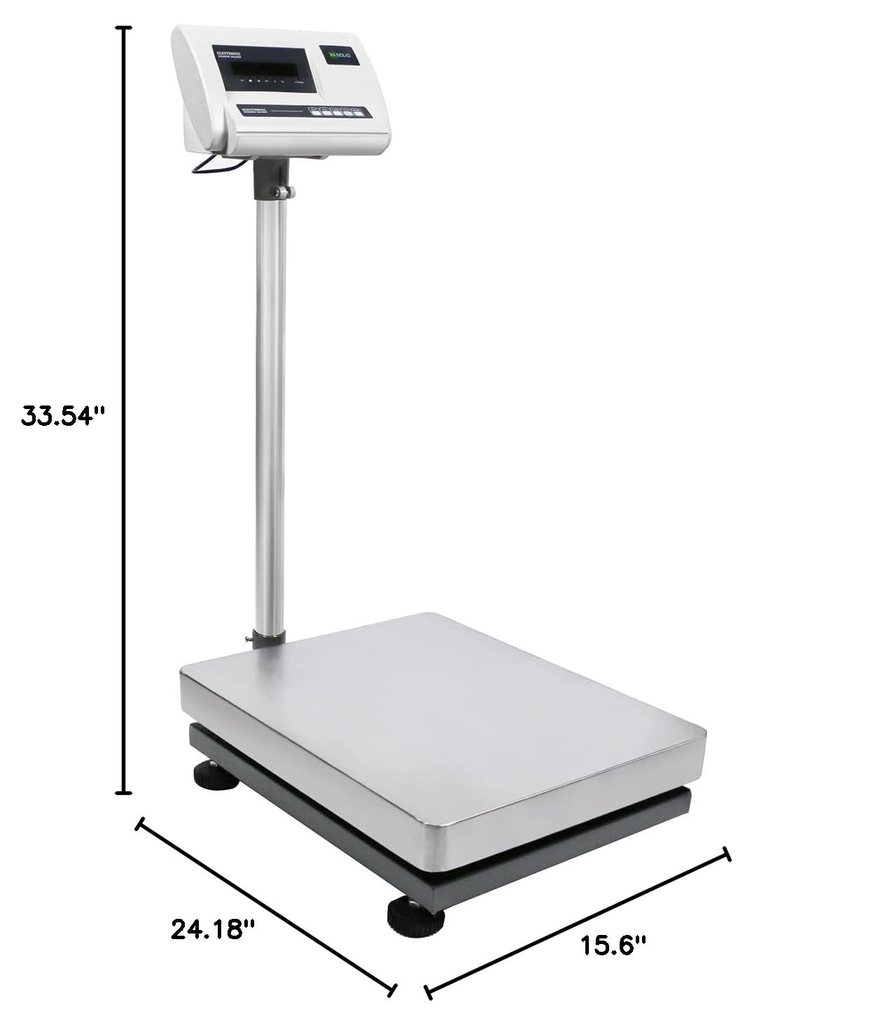 U.S. Solid Bench Scale 350 lb x 0.02 lb Stainless Steel Postal Package Shipping Scale Digital Bench Platform Balance with 16” x 20” Platform, Lb/Kg