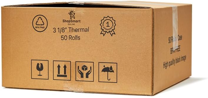 (50 Rolls) 3 1/8 x 230 Thermal Paper Receipt Rolls (55 GSM - Honeycomb Core) Fits All POS Cash Registers Printers, Clover Square Stations, Star Micronics SCP700, TSP100 BPA Free -ShopSmart Online