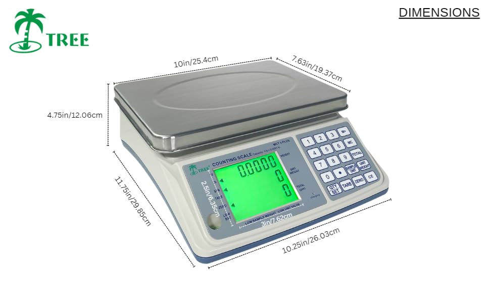 TREE MCT 16 Plus MID Counting Scale - 16 LB Capacity, 0.0005 LB Accuracy, LCD Display, for Precise Inventory Counting in Laboratories & Businesses