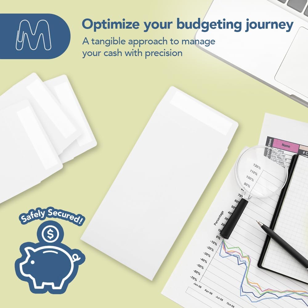 MOS #7 White Coin Envelopes 3.5 x 6.5 Inch 120 Pack — Self-Seal Money Envelopes for Cash, Budgeting, Savings Challenges, Seed Storage, Small Parts