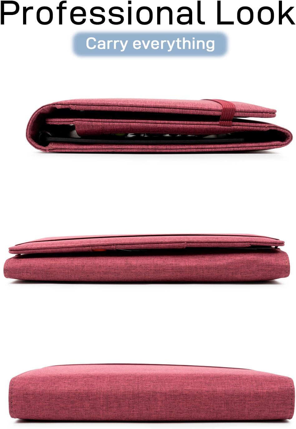 Sturdy Planner Cover for Rocketbook Smart Notebook - Water-Resistant Fabric Padfolio, Business Padfolio with Zipper Pen Pocket, Fits Executive Size A5, Rocketbook Accessories (Fuchsia)