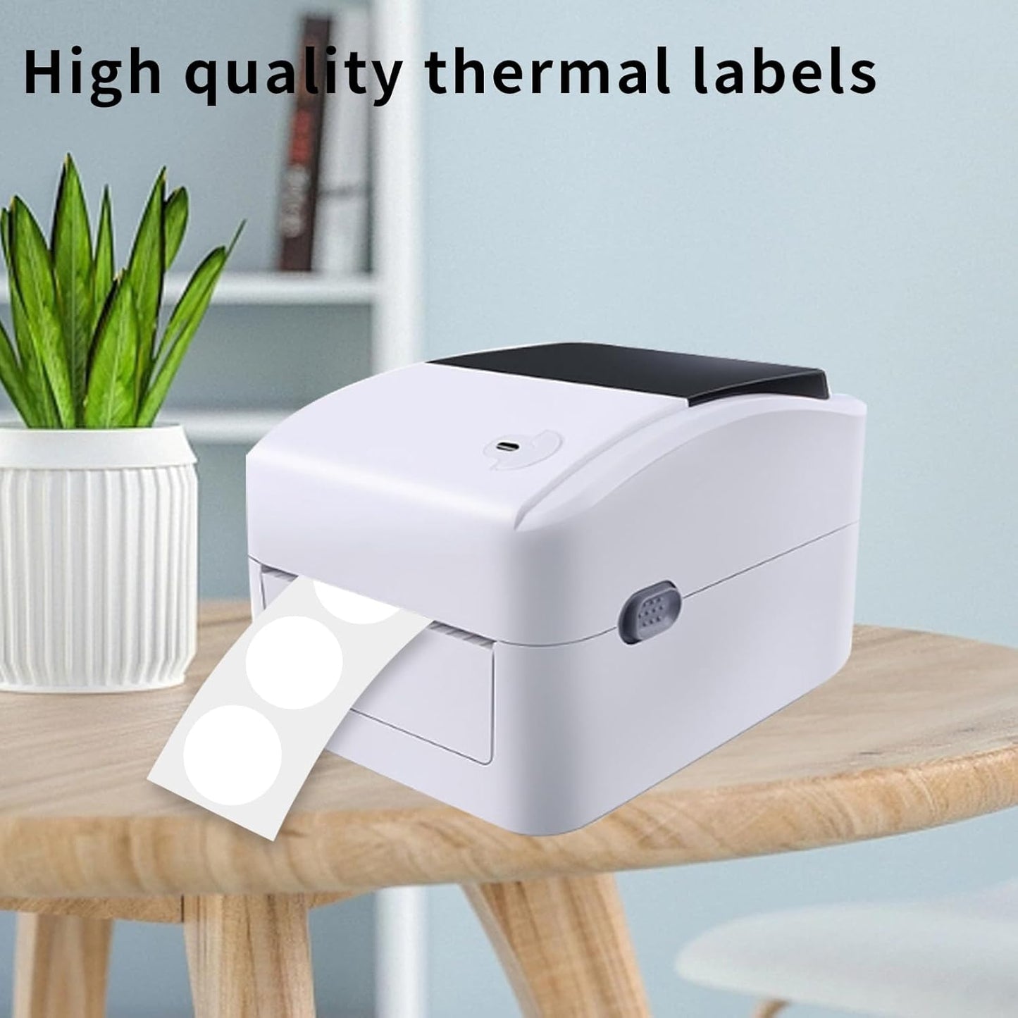 1 Inch White Round Thermal Sticker Labels, Self-Adhesive Circle Direct Thermal Label, Multi-Purpose Roll Sticker with Perforation Line( 1000 Labels, 1 Roll )