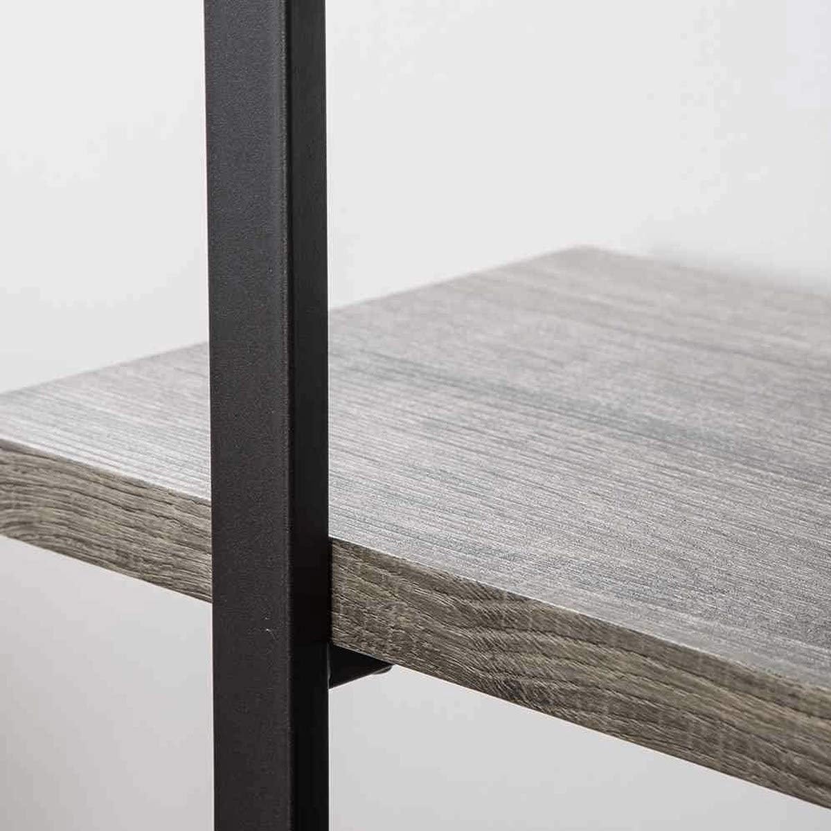 HSH 3-Shelf Bookcase, Rustic Gray 3 Tier Bookshelf, Vintage Industrial Wooden and Metal Display and Storage Bookshelves Tower for Home Office Livingroom Bedroom Light Grey Oak