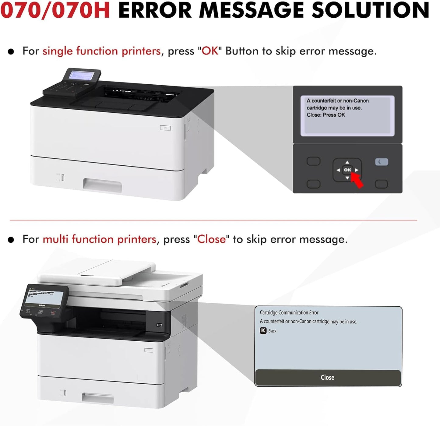 070H 070 Black Toner Cartridge 2-Pack 070H 070 Toner Compatible for Canon 070 070H CRG070 CRG-070 CRG070H CRG-070H Toner Cartridge for Canon imageCLASS MF465 MF462 LBP247 LBP246 Printer Ink