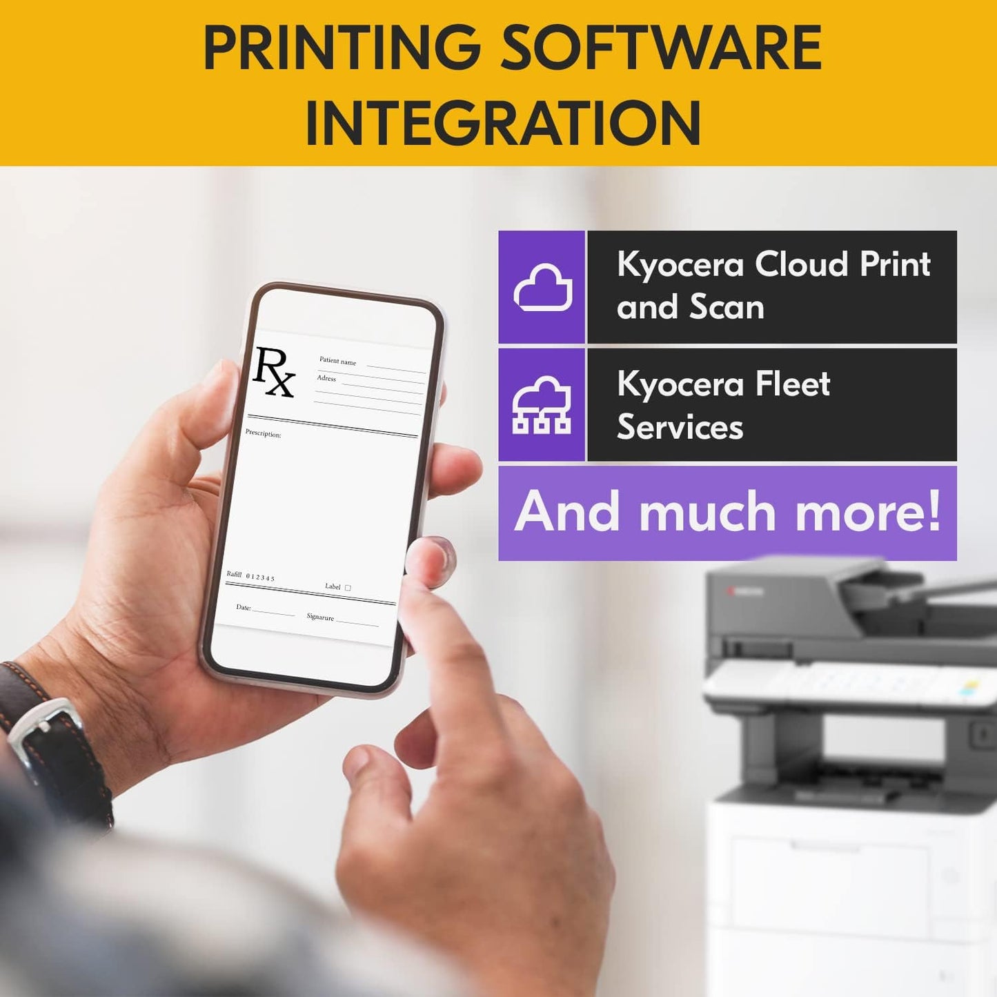 KYOCERA ECOSYS MA4500ifx All-in-One Monochrome Laser Printer (Print/Copy/Scan/Fax), 47 ppm, Up to Fine 1200 dpi, Gigabit Ethernet HyPAS Capable, 7 inch Touchscreen Panel, 512 MB