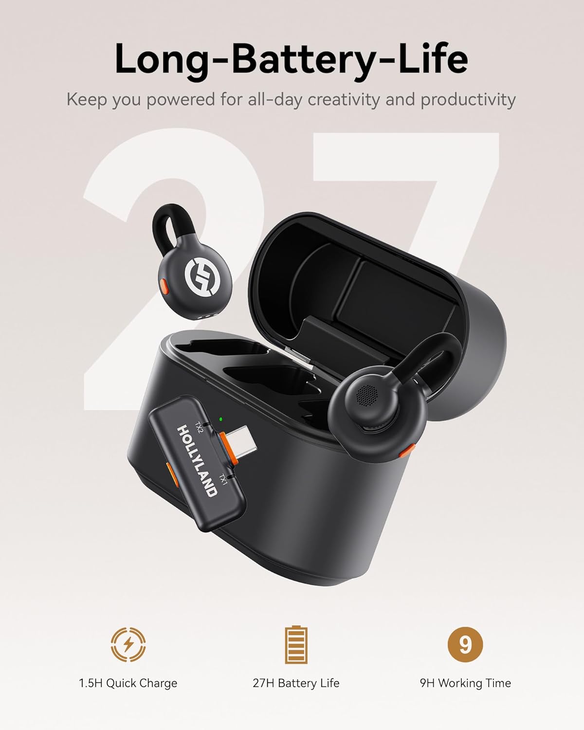 Hollyland Lark M2S Combo (Camera RX+USB-C RX+ Lightning Cable) Wireless Microphone for iPhone/Camera/Android/PC, Titanium Clip, Noise Cancelling, 30H Use, Vlog, Interview, Content Creation