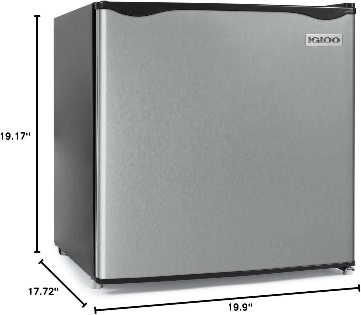 Igloo 1.6 Cu.Ft. Compact Refrigerator, Adjustable Thermostat, Glass Shelves, Includes Scraper, Ice Cube Freezer Drip Tray, Platinum