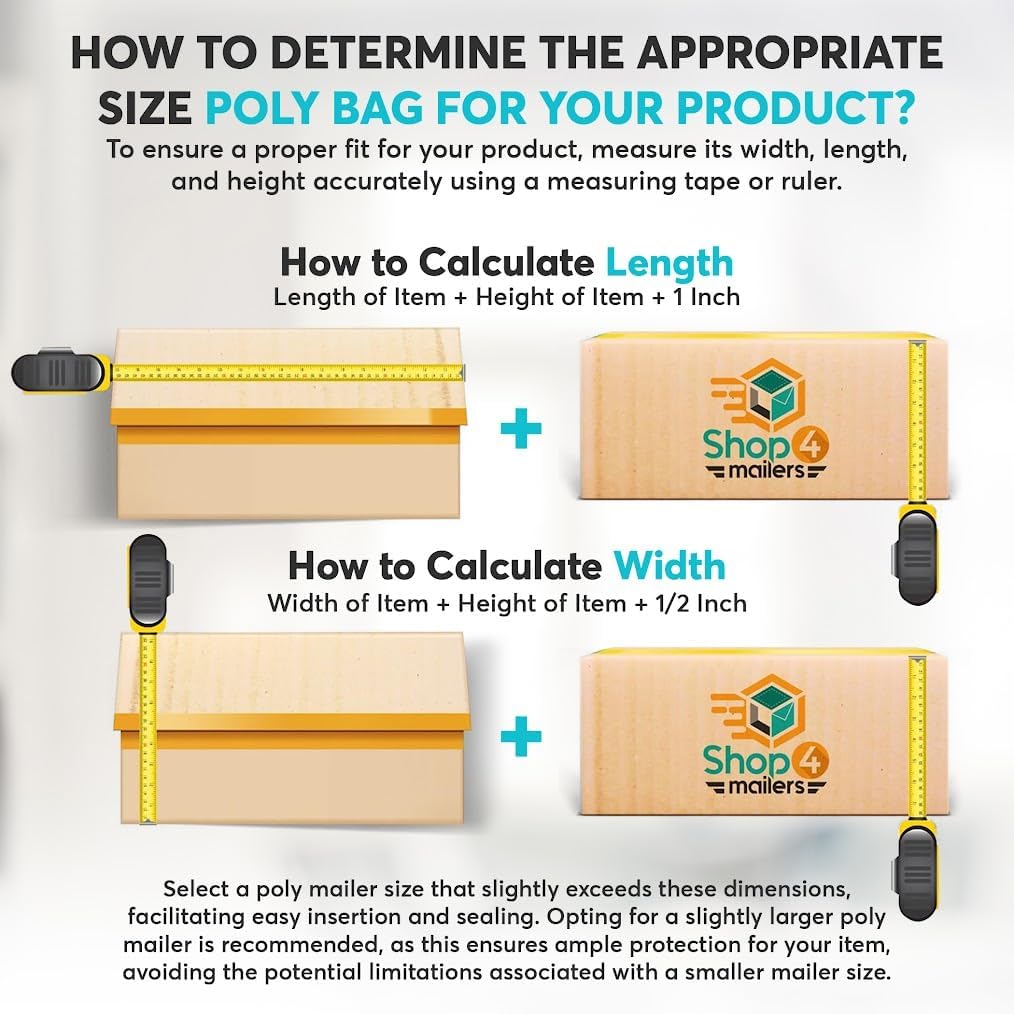 Shop4Mailers 19 x 24 Glossy White Plastic Self Seal Poly Mailer Flat Bags Waterproof Shipping Envelope 2.17 Mil for Apparel, Clothes, Shirts, Books – Permanent Adhesive Seal (50 Pack)