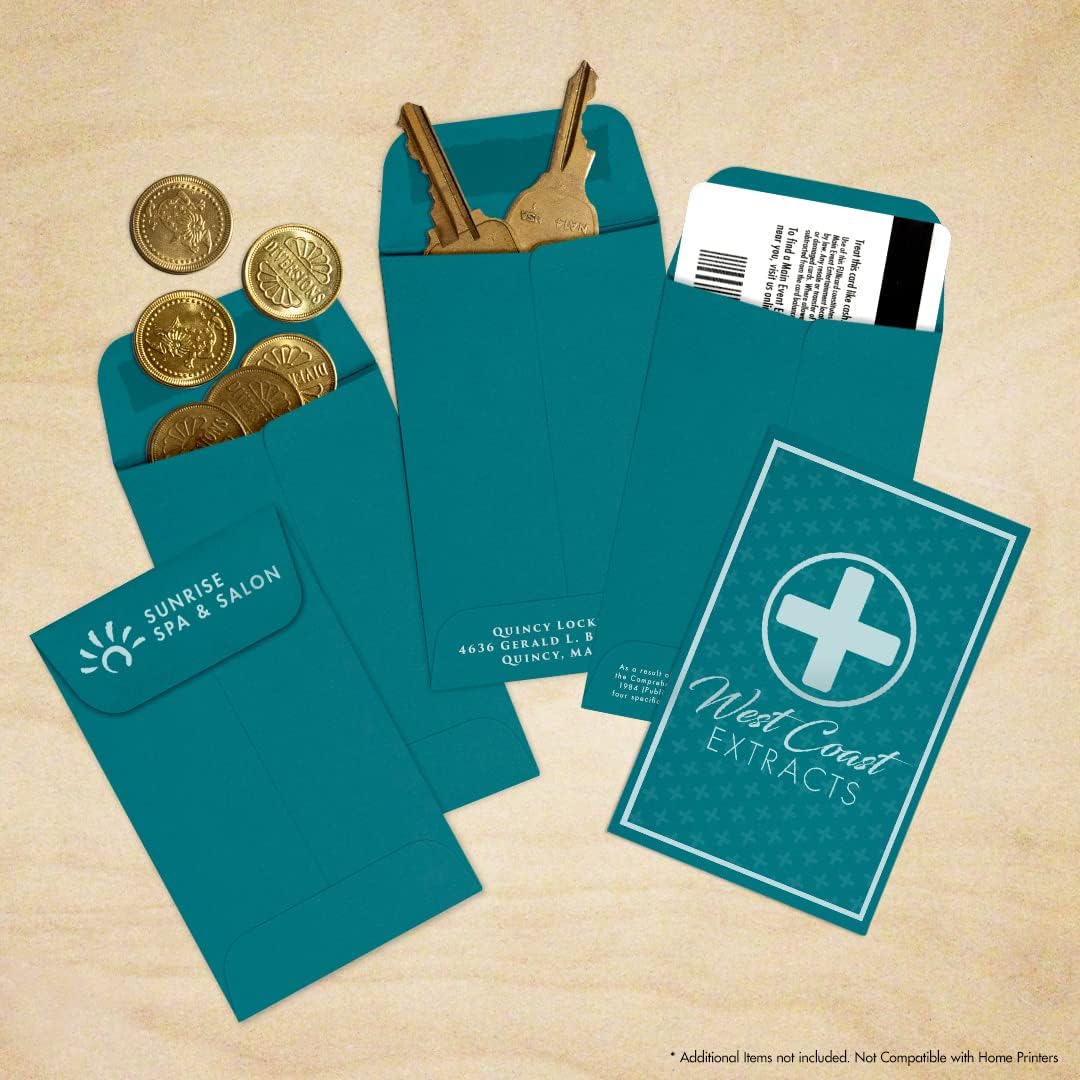 LUXPaper #1 Coin Envelopes | 2 1/4" x 3 1/2" | Teal | 80lb. Text | 1,000 Qty