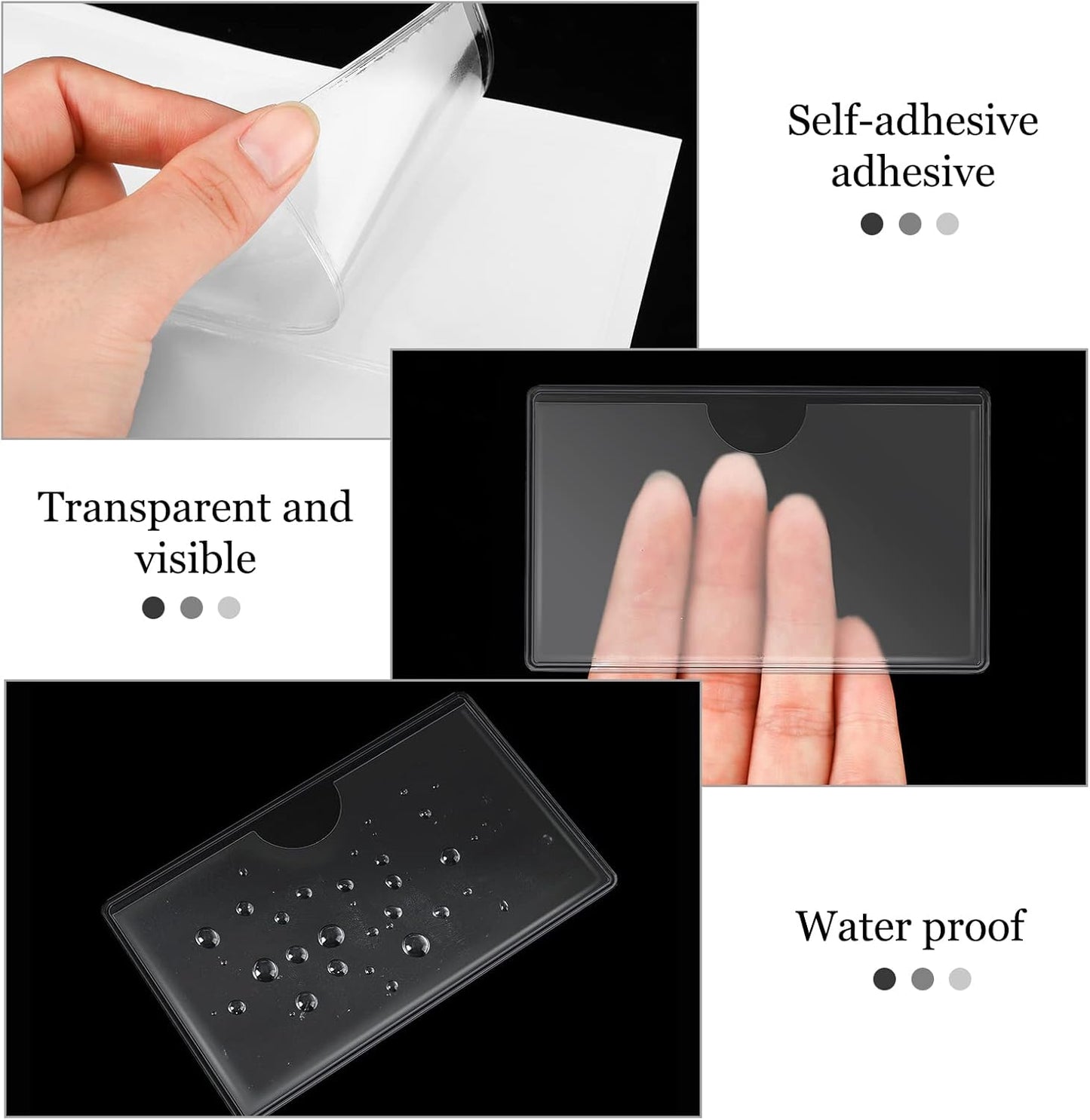 100 Self-adhesive Index Card Pockets Label Pockets sleeves with Top Open for Business Cards, Clear Plastic Sticky Labels Holders for Storage Bins Library Cards, Organizing Totes Shelves(3.54 x 5.24'')