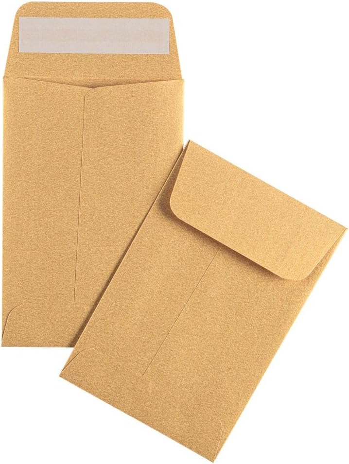 LUXPaper #4 Coin Envelopes | Peel & Press | 3'' x 4 1/2'' | Gold Metallic | 80lb. Text | 50 Qty