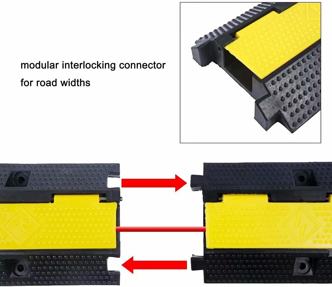 Rubber Cable Ramp Cord Cover Cable Protector Ramps Wire Hose Protective 1 Channel 22000Lbs Load Capacity Traffic Speed Bump for Asphalt Concrete Gravel Driveway Indoor Outdoor, 1 Pack