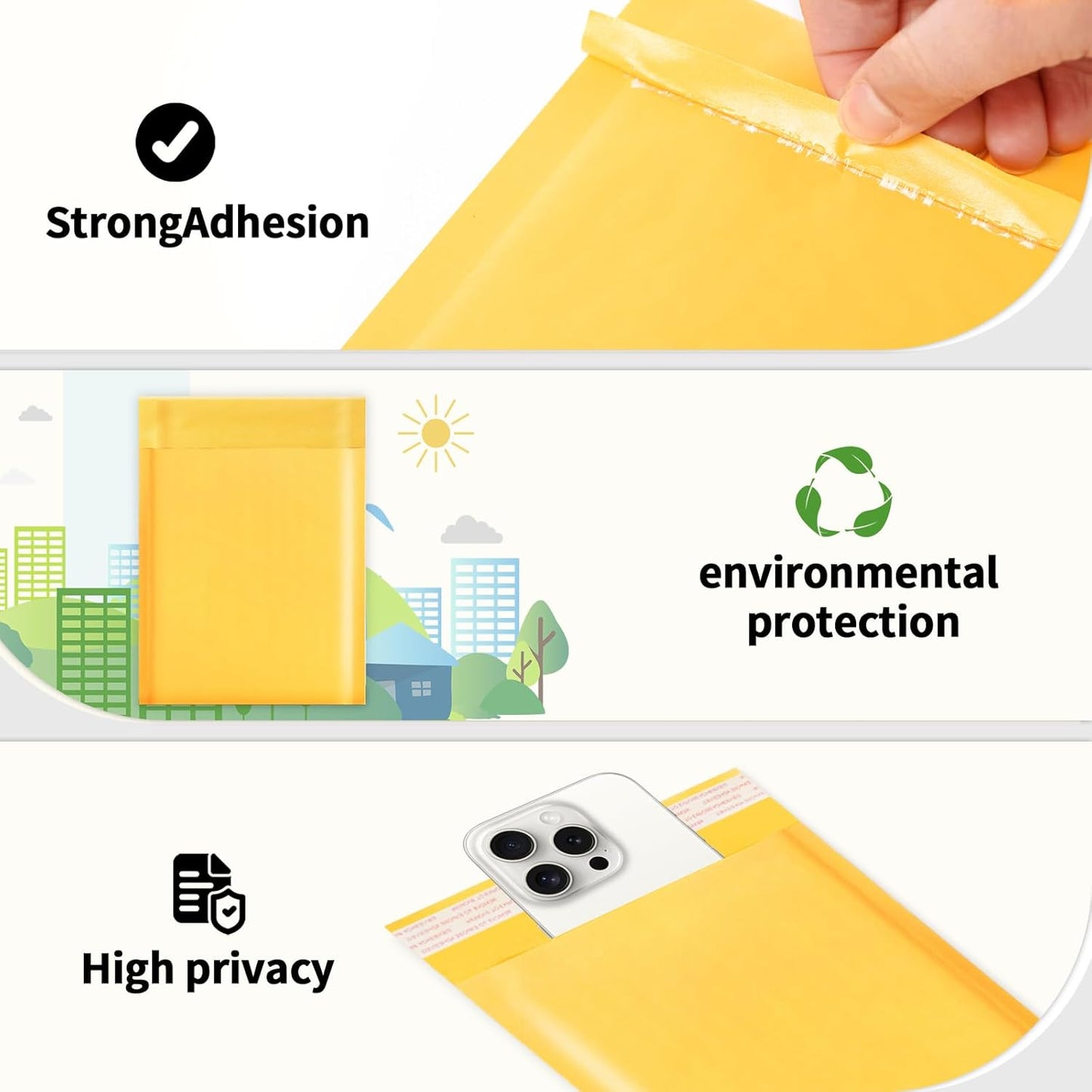 52Pack Yellow 8.5x12in Kraft Bubble Mailers Small Business Mailing Packages Self-Sealing Paper Envelopes, Mailer Shipping Padded Envelopes with Strong Adhesion for Jewelry Makeup Supplies