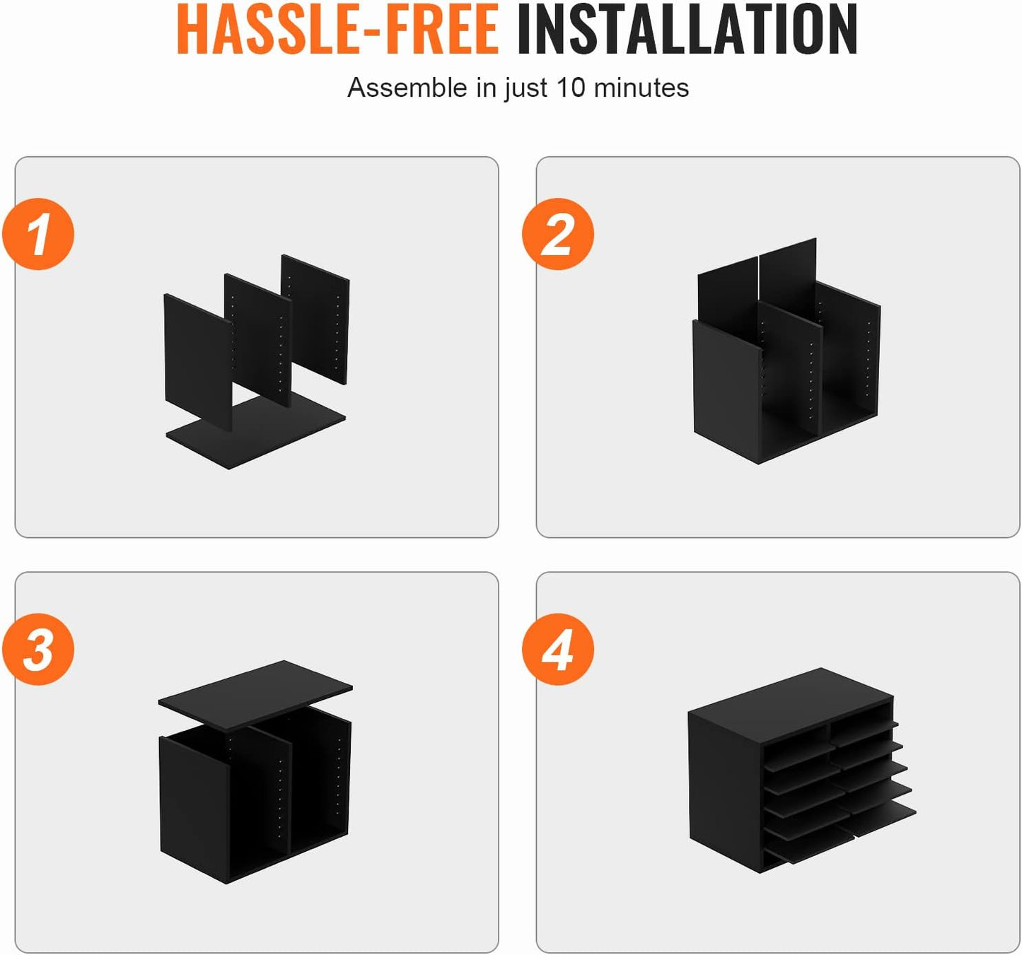 VEVOR Literature Organizers, 12 Compartments Office Mailbox with Adjustable Shelves,Wood Literature sorter 20.4x12x16.1 inches for Office, Home, Classroom, Mailrooms Organization, EPA Certified Black