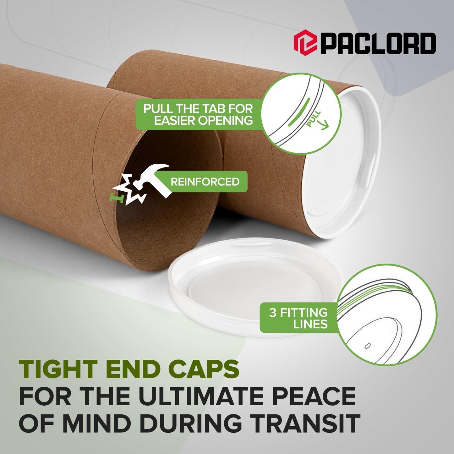 3" x 6" Reinforced Kraft Paper Mailing Tubes, Pack of 4 Tubes with 2 Caps Each – USPS Approved Poster Tube – Made in USA Cardboard Tube for Shipping and Storing Posters, Prints, Artwork, or Documents