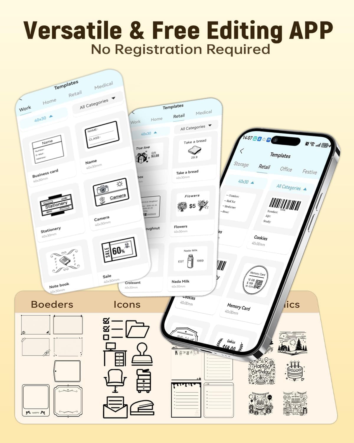Label Maker Machine with Tape, Bluetooth Label Makers, Portable Thermal Label Printer Easy to Use for Small Business, Home, Office, School, Barcode, Address, Sticker Printer for Phone
