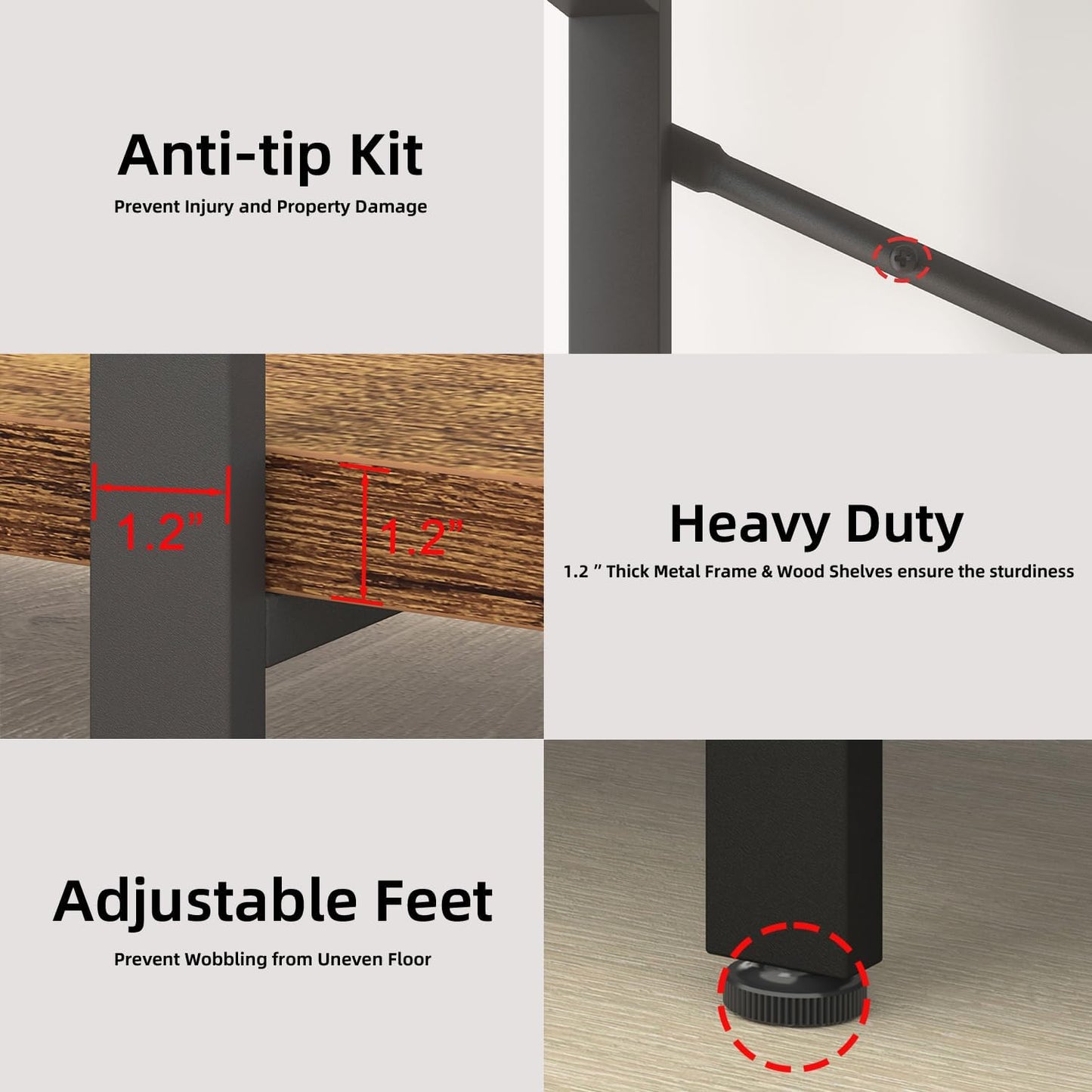 HSH Rustic Bookcases and Book Shelves 5 Shelf, Metal Wood 5 Tier Bookshelf and Storage Book Rack, Vintage Large Book Shelf for Bedroom Living Room Office,Open Vertical Display Etagere Book Case, Brown