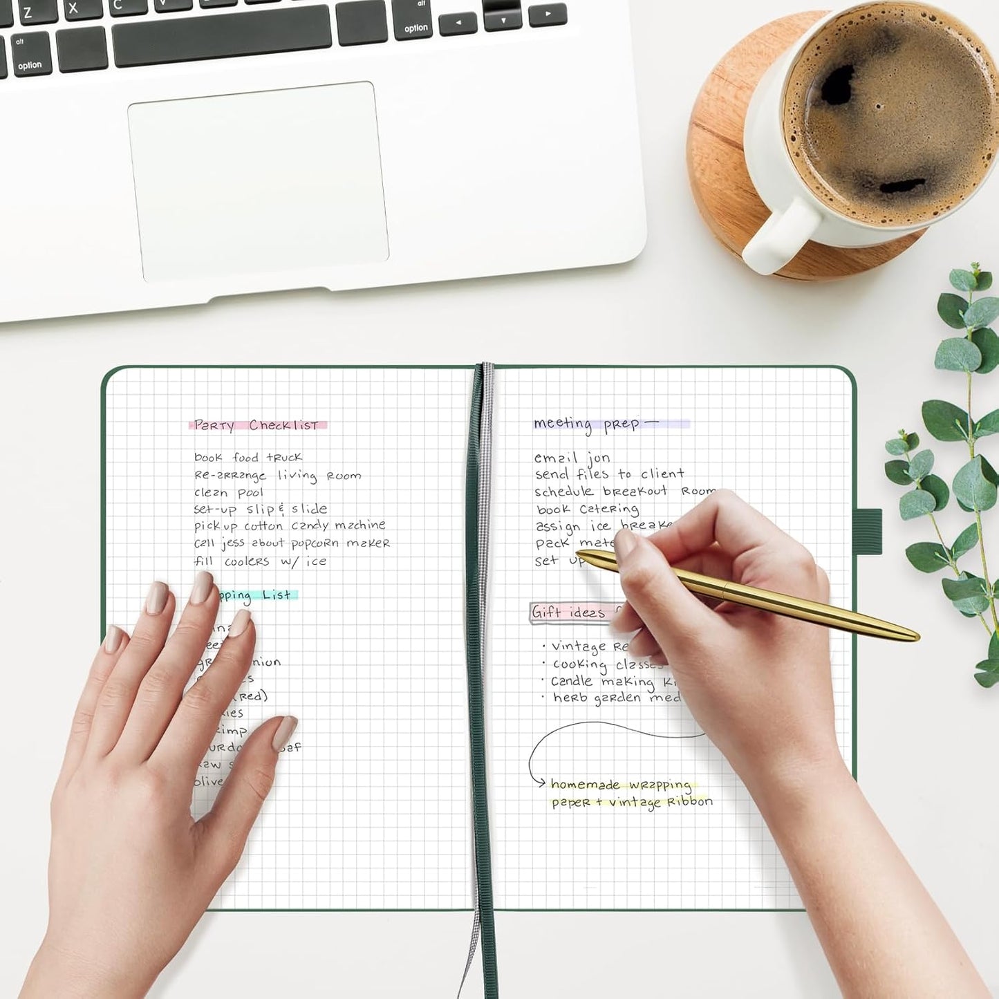 &And Per Se Graph Journal Notebook, 160 Pages, 5.7 x 8 inches College Ruled Thick Paper Notebook Journals for Writing, Grid Hardcover Notebook(1 Pack, green)