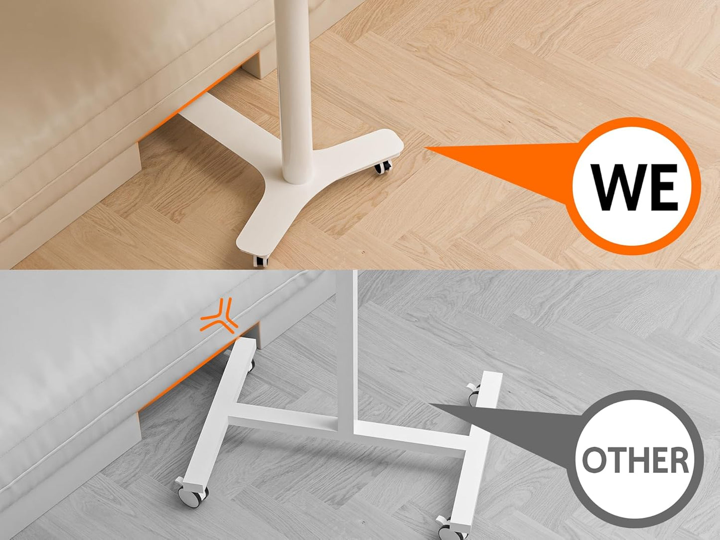 Rolling Desk Adjustable Height with Drawer and Wheels, Portable Small Standing Desk Pneumatic for Home Office, Mobile Computer Laptop Desk Cart, Medical Sofa Overbed Table, Oak