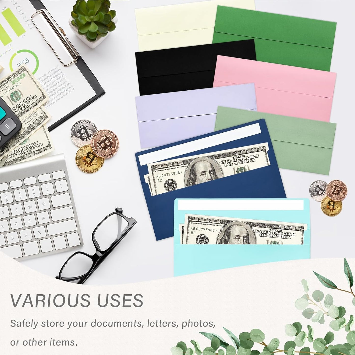 50 Pack #10 Business Envelopes, Self Seal Standard Sage Green Envelopes for Secure Business & Legal Mailing, Office, Checks, Letter, Invoices, 4 1/8 x 9 1/2 Inches