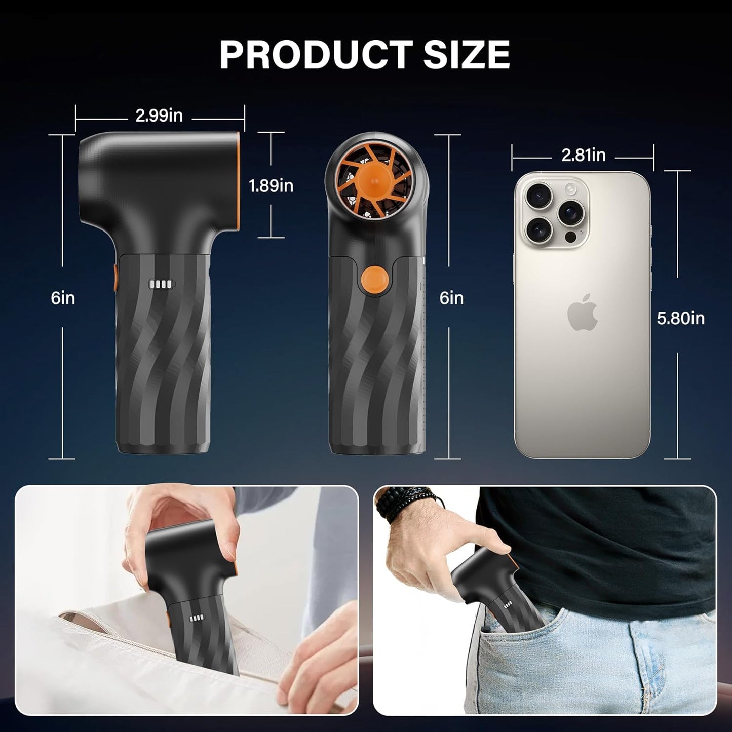 Compressed Air Duster, 260000RPM Cordless Electric Air Blower with Brushless Motor- 3-Speed Adjustable, Replaces Compressed Air Cans for Keyboard, Computer & Outdoor Cleaning