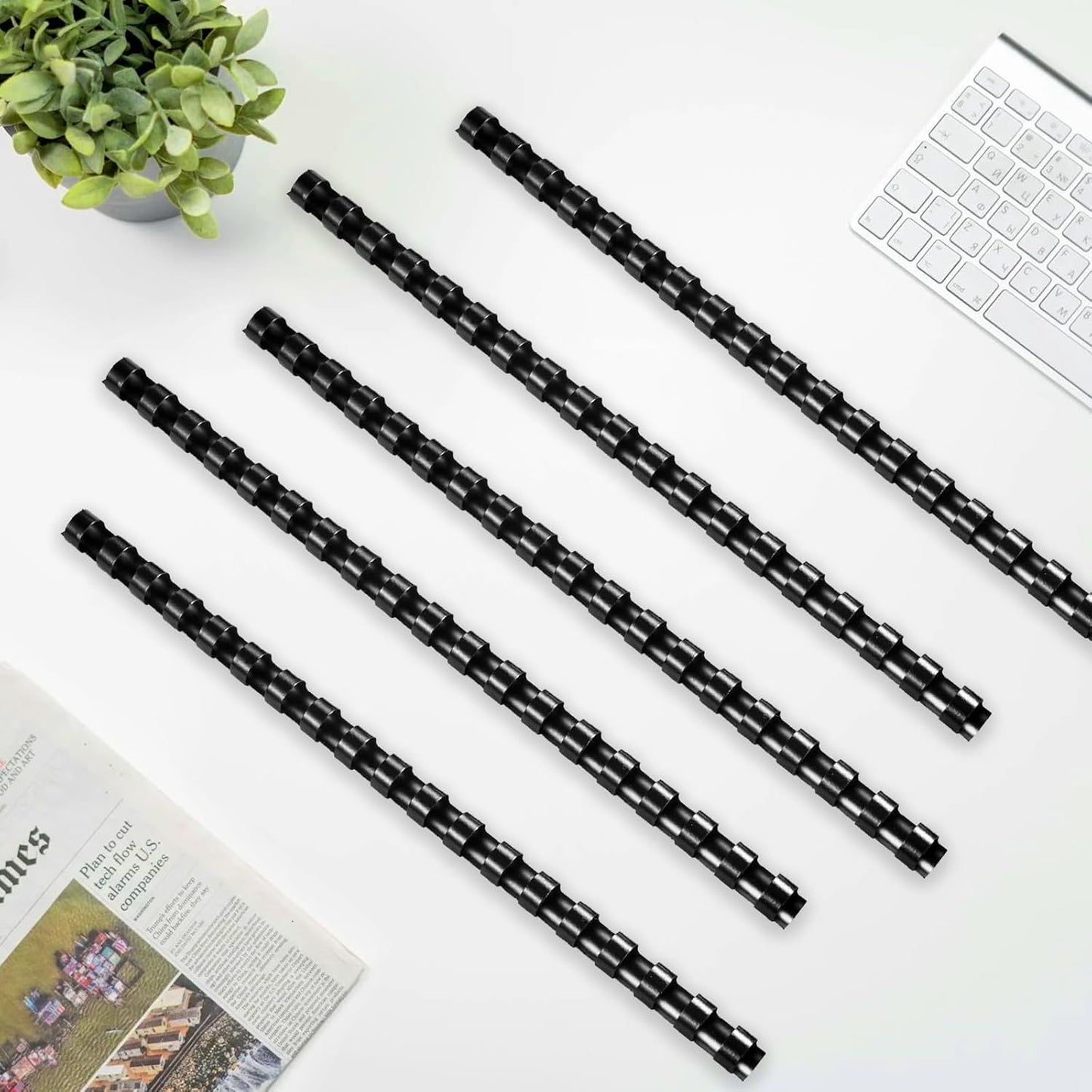 HOUYEE 5/8 Inch Plastic Binding Comb 19 Ring, 125 Sheet Capacity, Letter Size Black Comb Binding Spines (100 Pack)