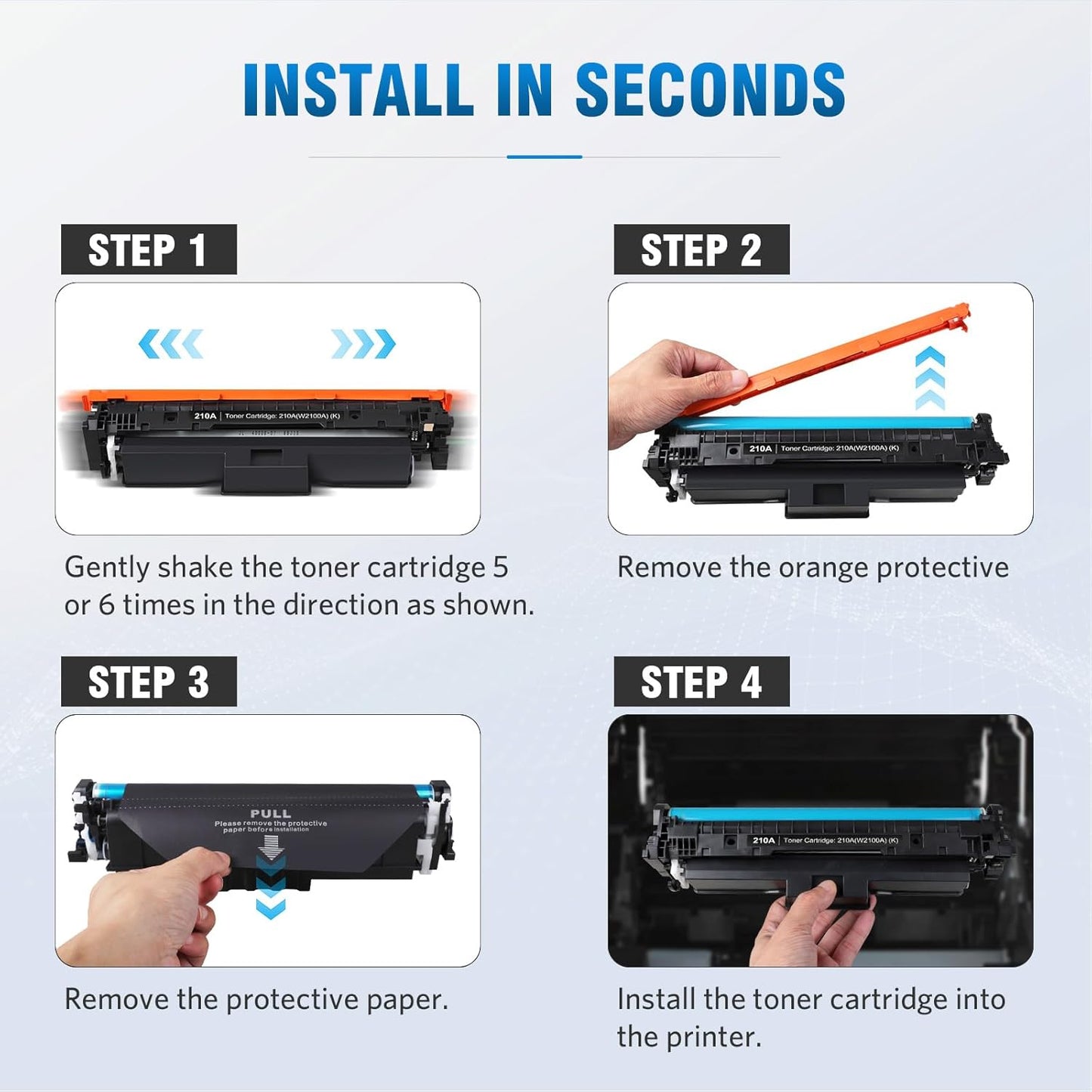 210A Toner Cartridges 4 Pack Compatible Replacement for HP 210A 210X W2100A W2101A W2102A W2103A Works for HP Color Pr MFP 4301 4201 Series 4201dw 4201dn MFP 4301dw 4301fdn 4301fdw Printer 4-Pack