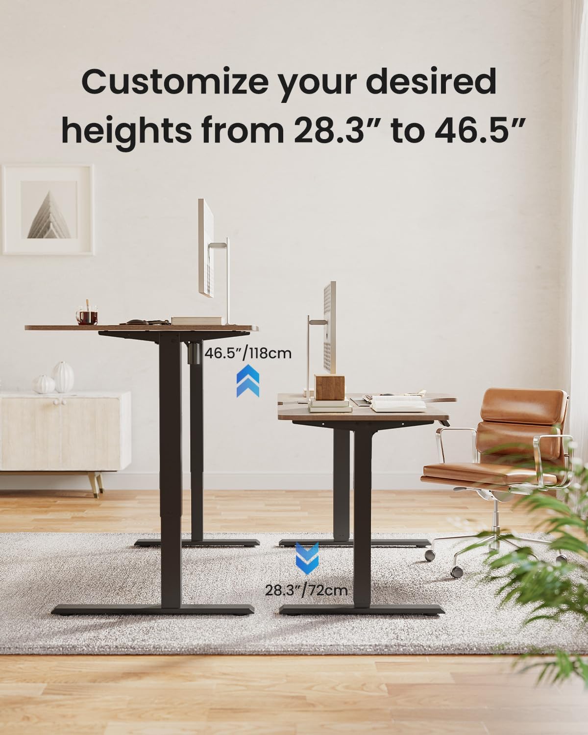 FEZIBO 55×32 inch L Shaped Electric Corner Standing Desk, 4 Memory Height Settings,Home Office & Computer Height Adjustable Table, Ergonomic Sit and Stand Up Workstation with Splice Board,Rustic Brown