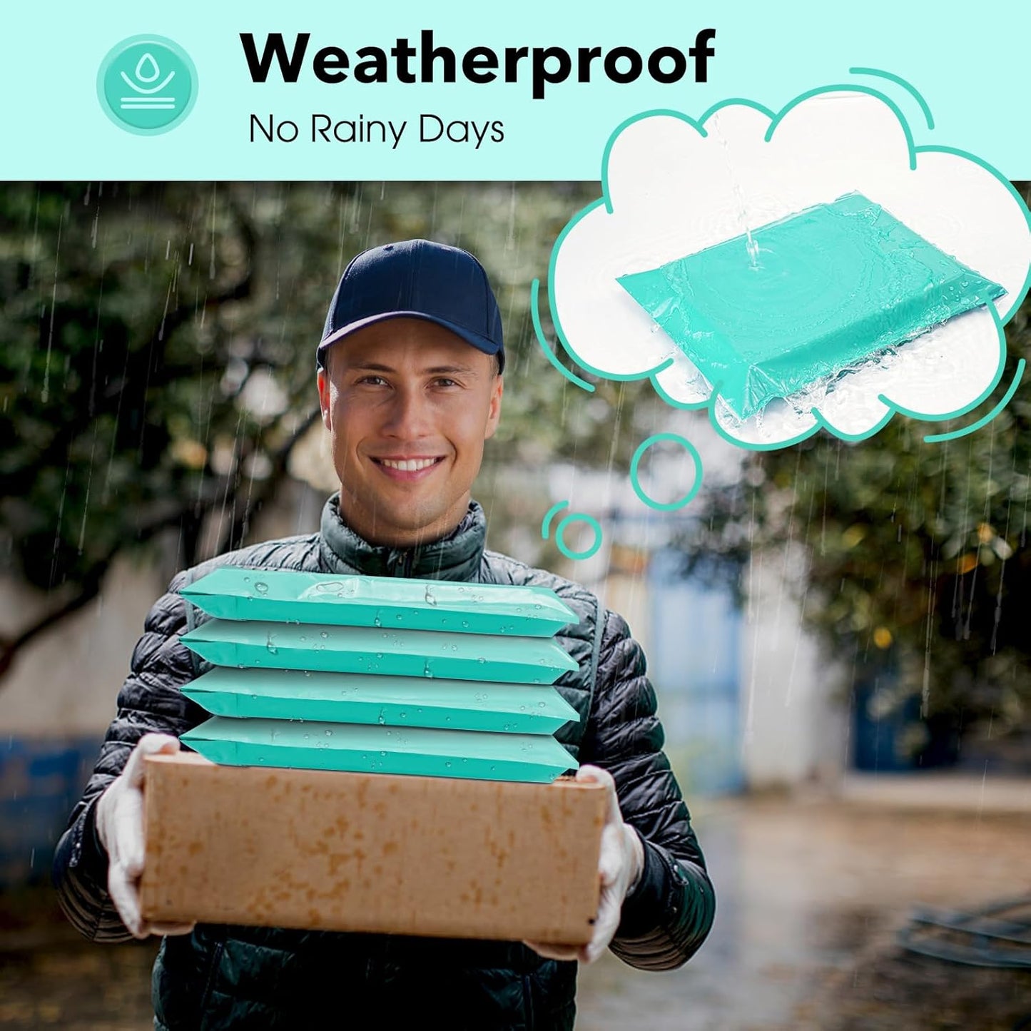 Fuxury Poly Mailers 10x13 100 Pcs Teal Shipping Envelopes, Self-Sealing Envelopes, Boutique Custom Bags, Enhanced Durability Multipurpose Envelope, Keep Items Safe & Protected