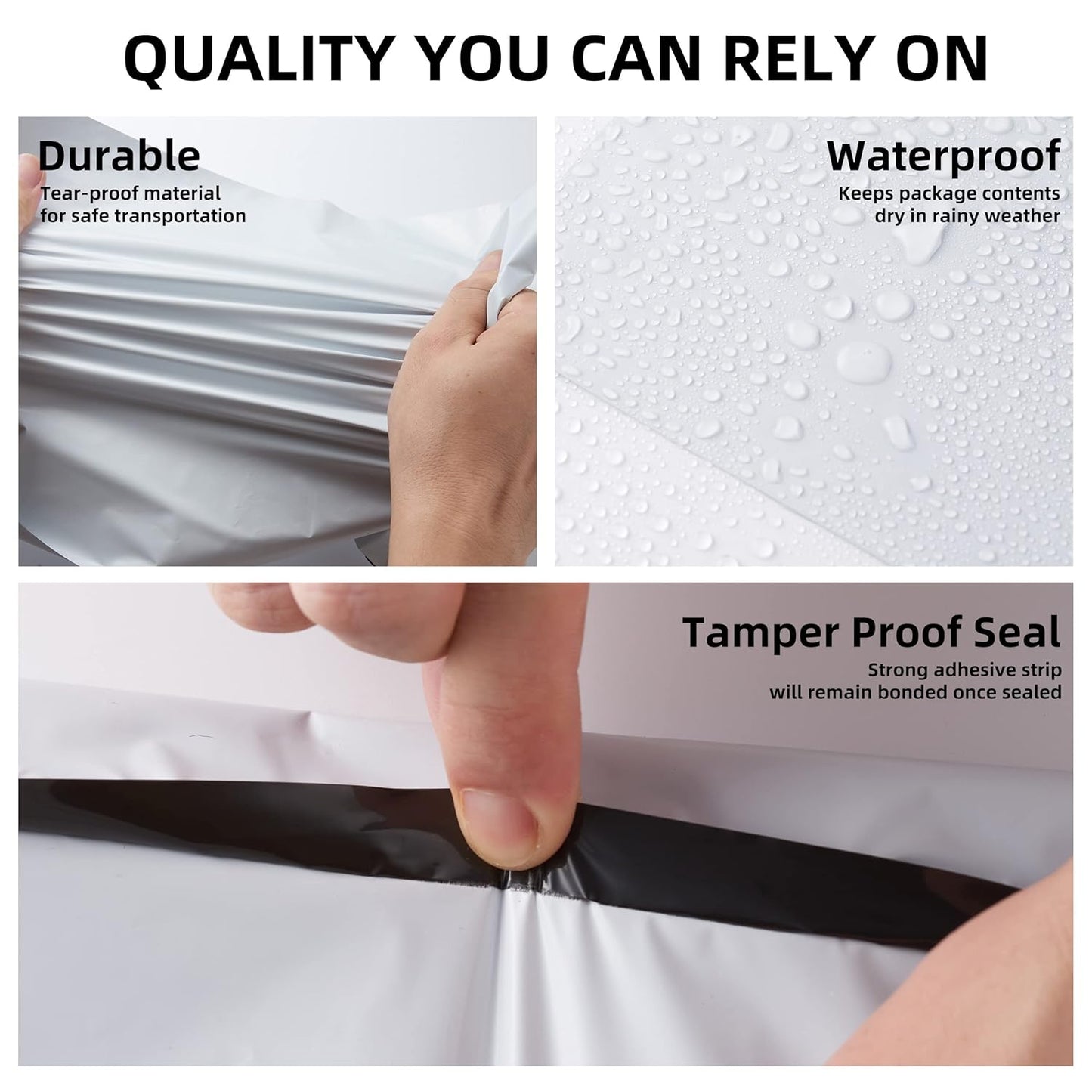 KKBESTPACK Poly Mailers Shipping Envelope Self Sealing Bags (12x15.5 100pc) (PM100), White