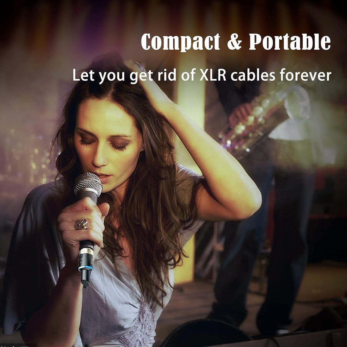 JOYO 5.8Ghz Wireless XLR Microphone Transmitter Receiver Plug-on Mic Adapter 4 Channels Wireless Microphone System for Dynamic Microphones PA System and Audio Mixer DSLR Camera (MW-1)