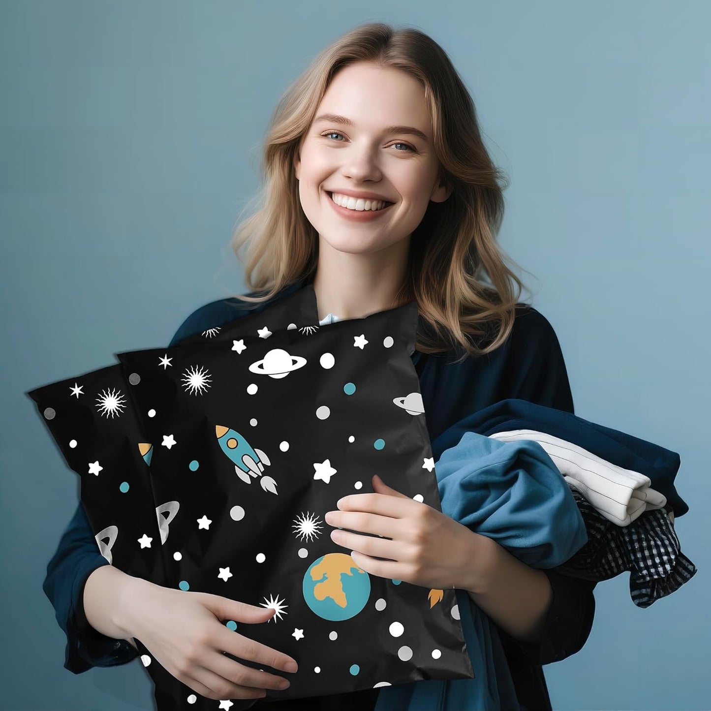 Planets Poly Mailer 10x13 Inch 100 Pcs, Waterproof Shipping Bags for Clothing, Tear-Resistant Mailier Bags, Strong Mailing Bags with Self-Seal