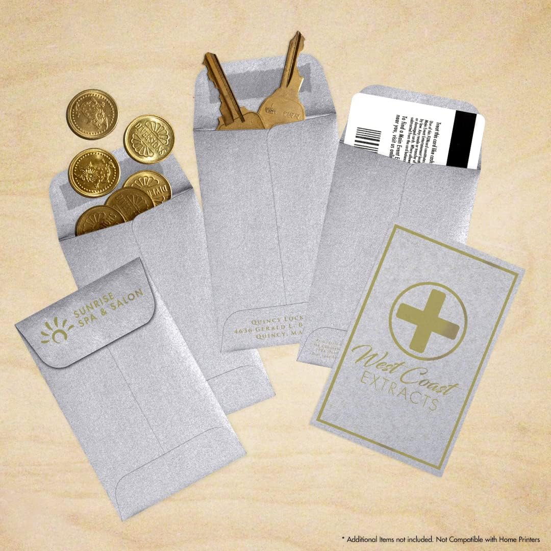 LUXPaper #1 Coin Envelopes | 2 1/4" x 3 1/2" | Silver Metallic | 80lb. Text | 50 Qty
