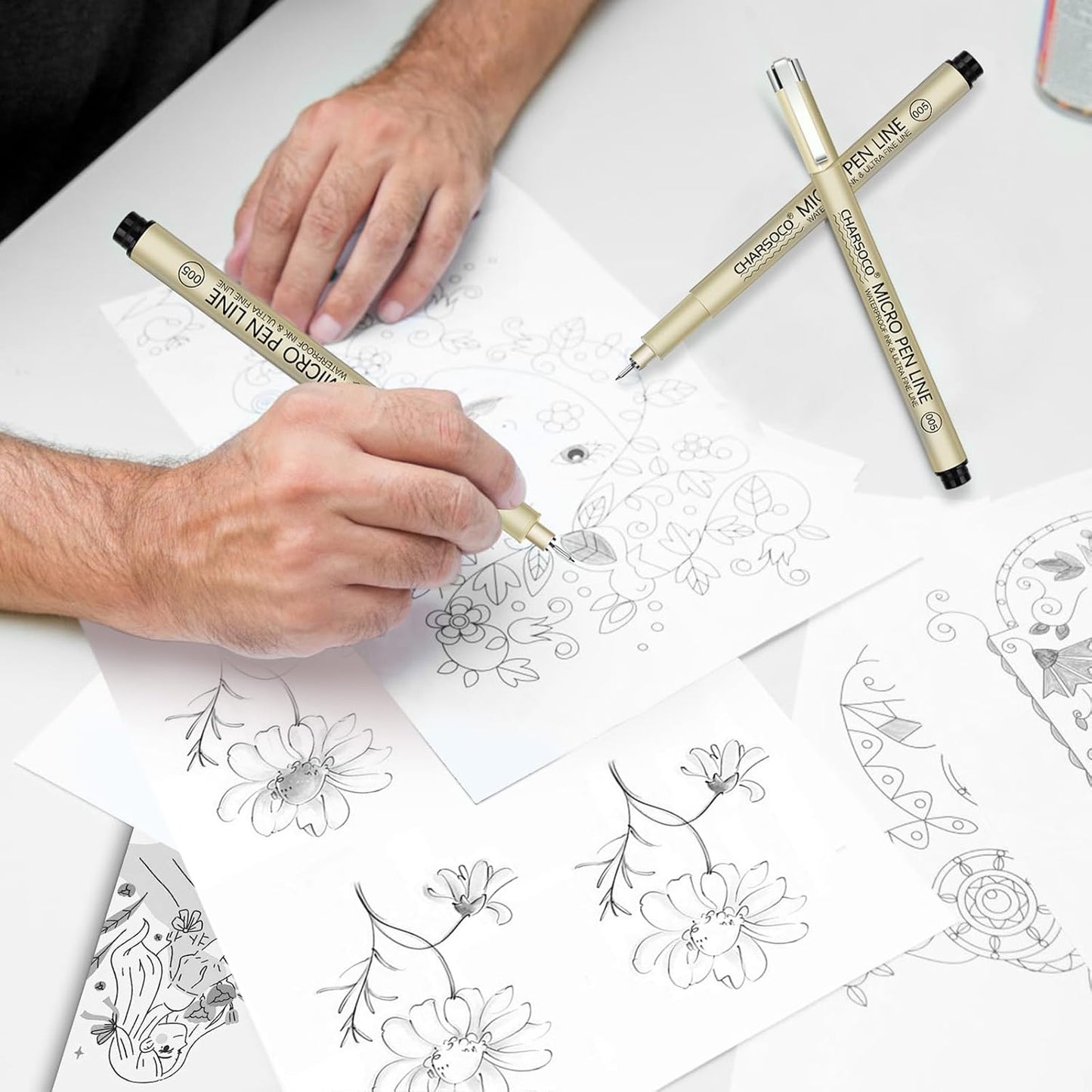 003 Micro Pen, Black Fine Point Pen with Waterproof Archival Ink, 0.15mm Fineliner Ink Pens for Artist Illustration, Sketching, Anime, Manga, Technical Drawing and Scrapbooking