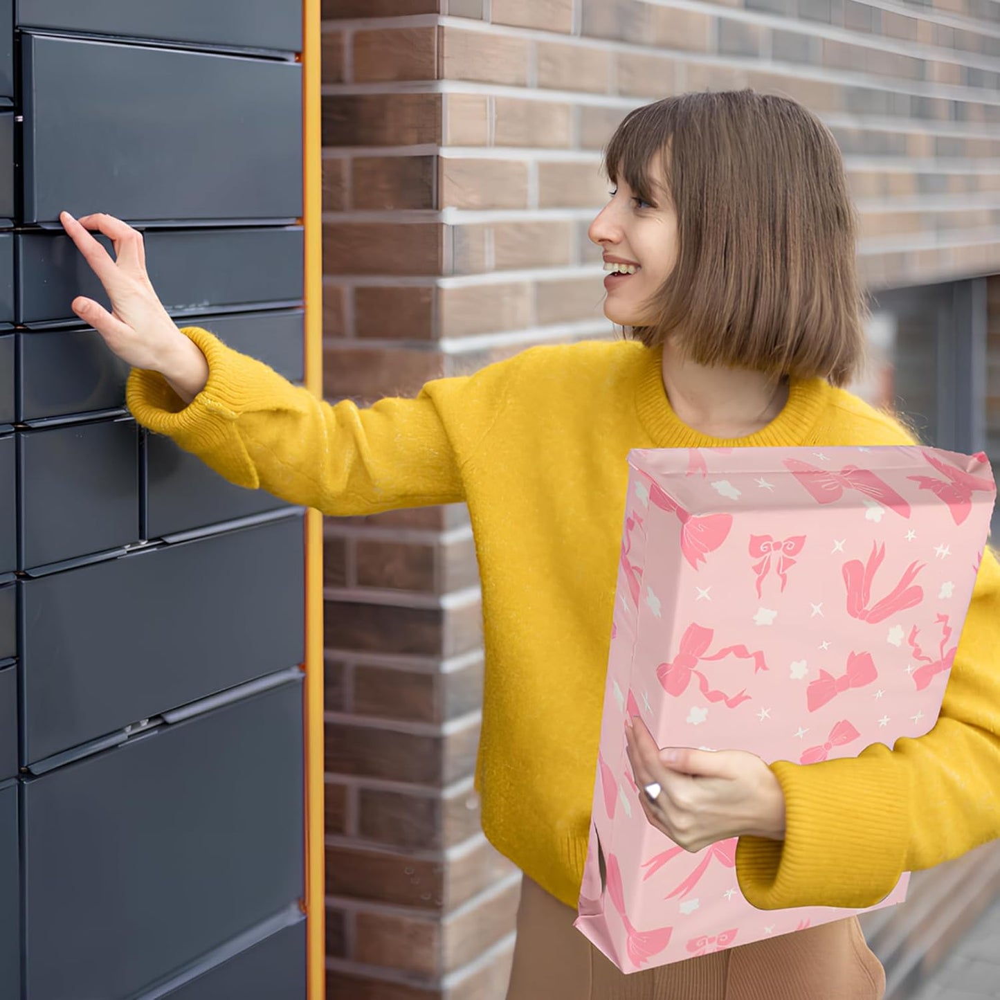 Poly Mailers 10x13 Inch 25 Pcs - Pink Bow printed Shipping Bags, 2.4mil Thickness, Waterproof and Tear Resistant Mailing Envelopes, Self-Sealing Packaging Bags for Small Business