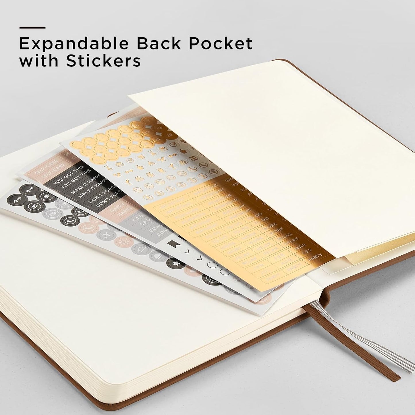 &And Per Se Dotted Journal Notebook, A5 Hardcover Bullet Dotted Journal, 160 Pages 100 gsm Thick Dotted Paper, 3 Sheets of Stickers Included - 5.7'' x 8''(Chocolate)