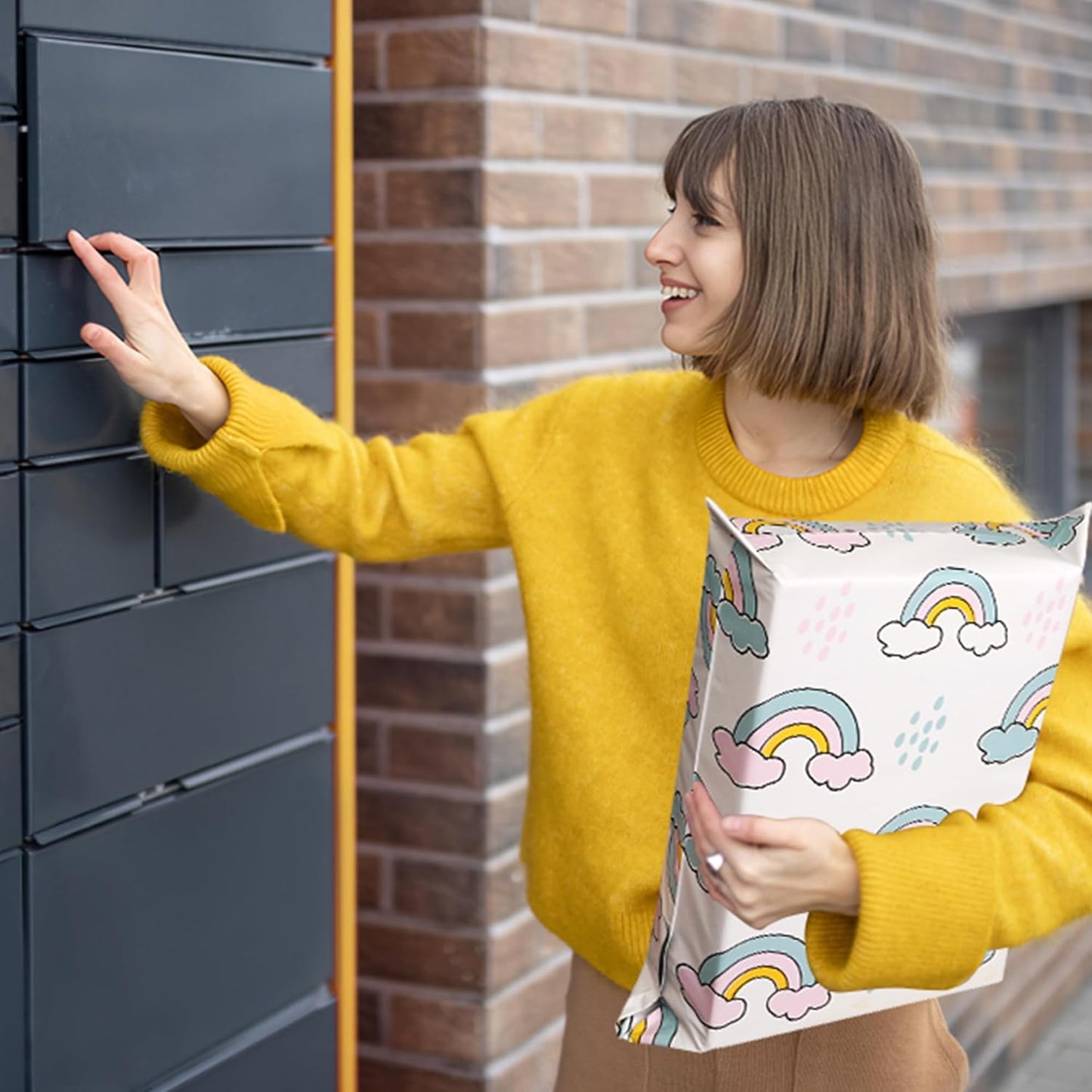 Poly Mailers 12x15.5 Inch 50 Pcs - Rainbow Printed Shipping Bags, 2.4mil Thickness, Waterproof and Tear Resistant Mailing Envelopes, Self-Sealing Packaging Bags for Small Business