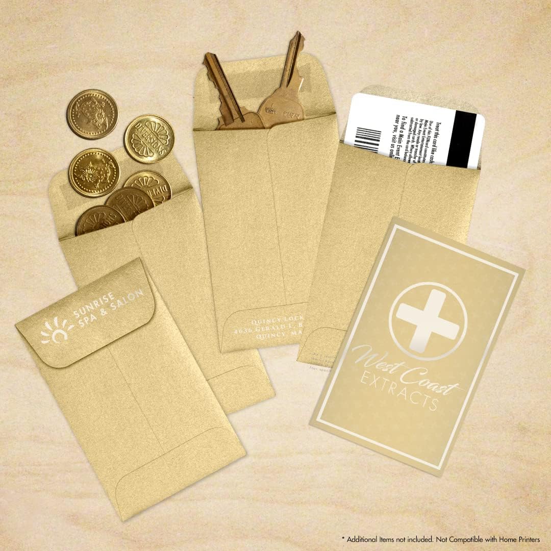 LUXPaper #1 Coin Envelopes | 2 1/4" x 3 1/2" | Blonde Metallic | 80lb. Text | 50 Qty