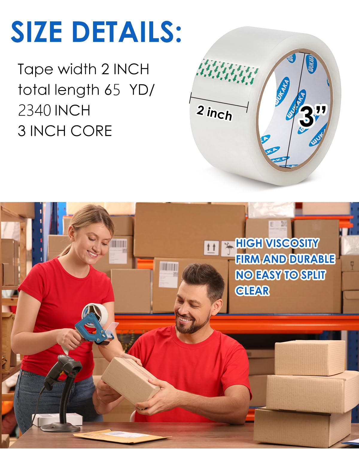 Packing Tape, 36 Rolls Clear Packing Tape 2 Inches Wide, 65 Yards Per Roll, for Shipping Tape, Packaging Tape, Moving Tape & Sealing Tape.