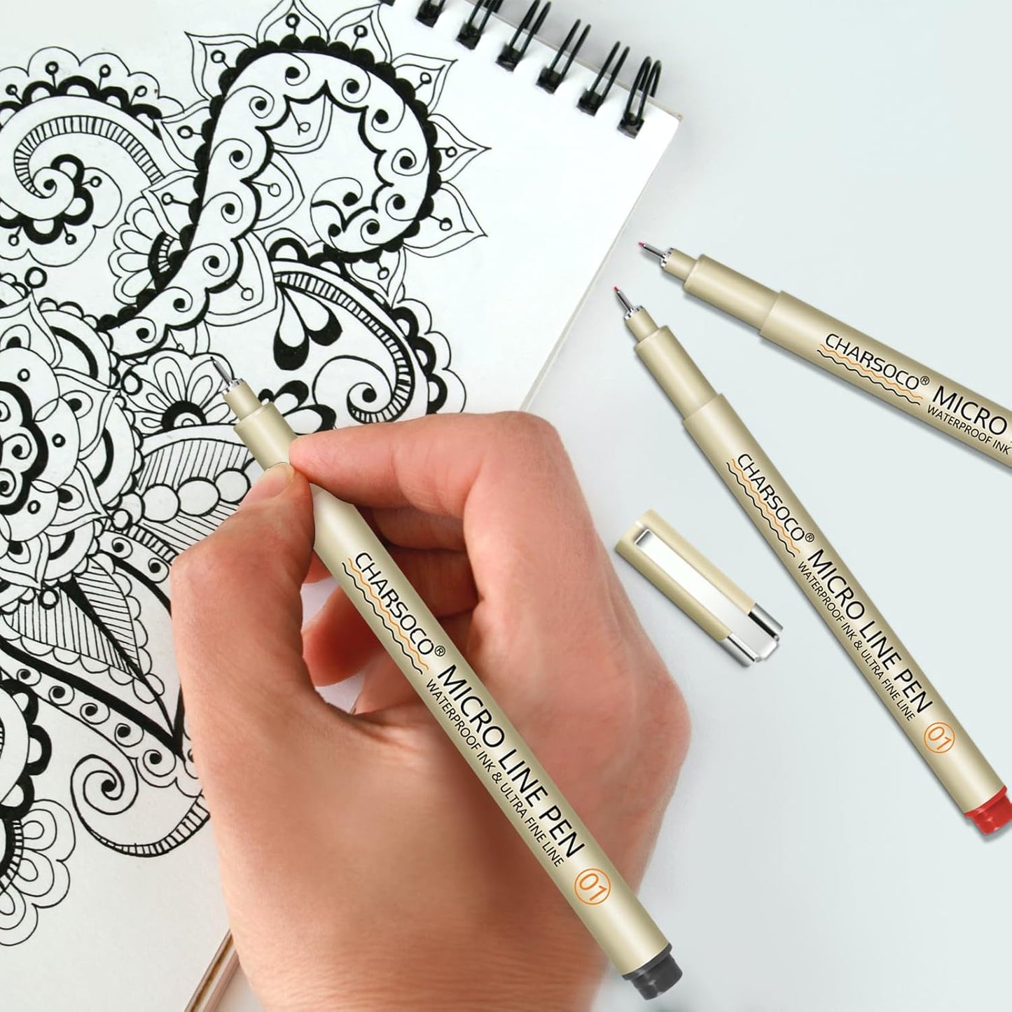 01 Micro Pen, 12 Colors Fine Point Pen, 0.25mm Fineliner Ink Pens for Artist Illustration, Waterproof Archival Ink, Sketching, Anime, Manga, Technical Drawing and Scrapbooking