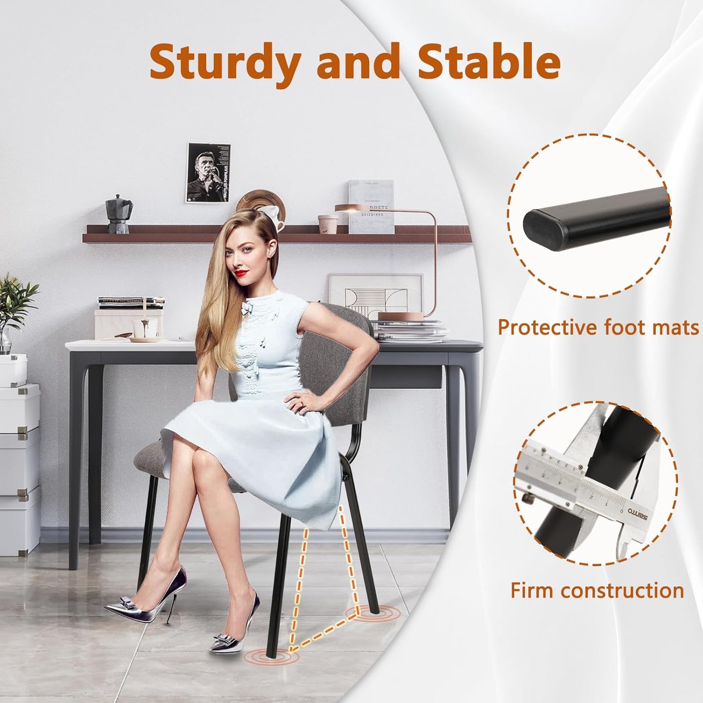 CLATINA Waiting Room Chairs Fabric Stackable Chair Metal Frame with Lumbar Support and Thickened Seat Cushion for Waiting Conference Room Guest Chairs 1 Pack…