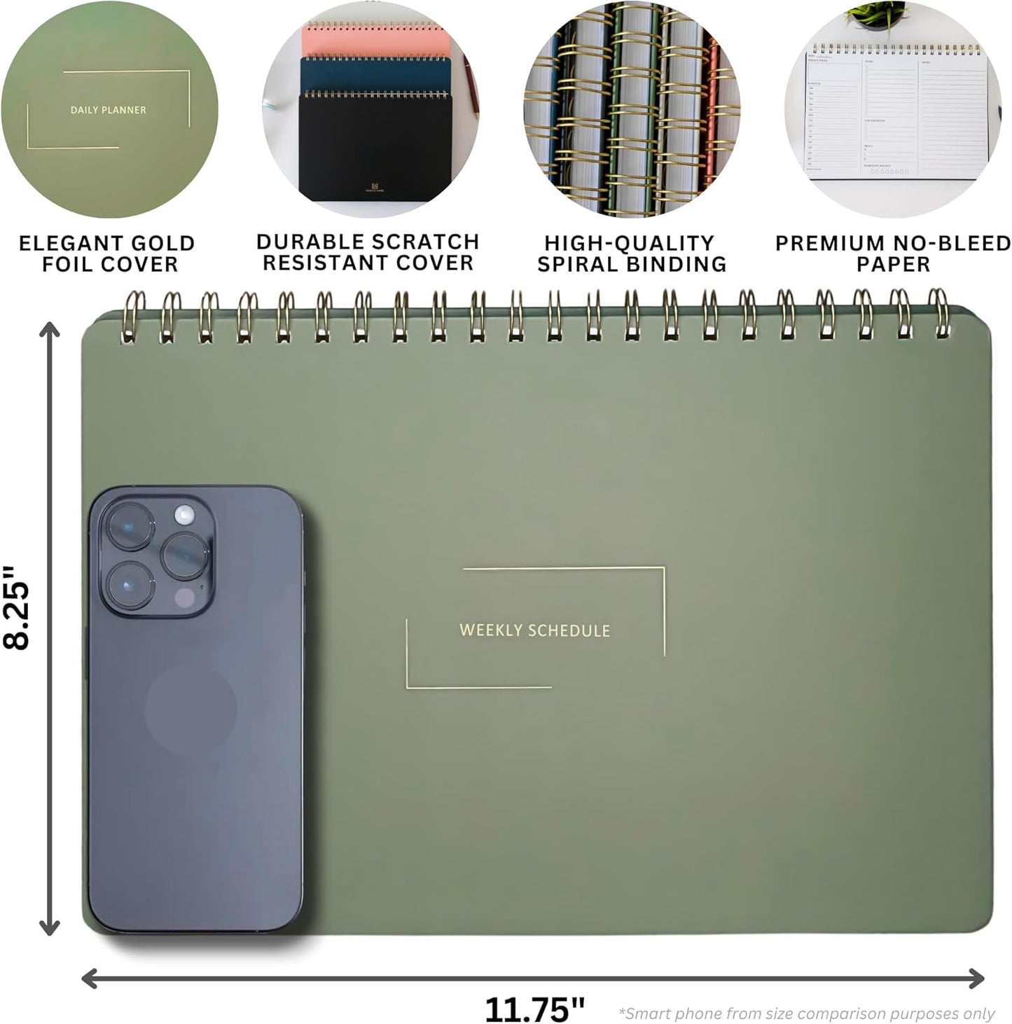 Undated Weekly Business Planner | 8.25” x 11.75” ADHD Organizer | Premium Multi-Layout Schedule | Navy | Landscape Layout