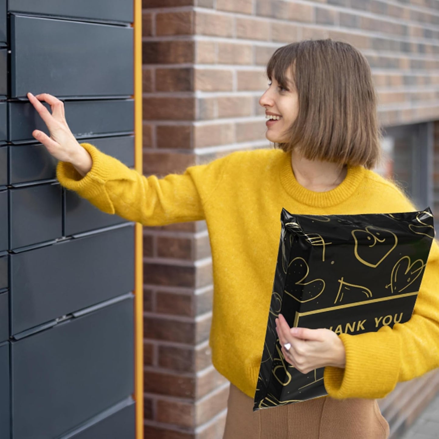 Poly Mailers 10x13 Inch 25 Pcs, Heart printed Thank You Shipping Bags with 2.4mil Thickness, Waterproof Mailing Envelopes, Strong Self-sealing Adhesive Poly Bags for Shipping