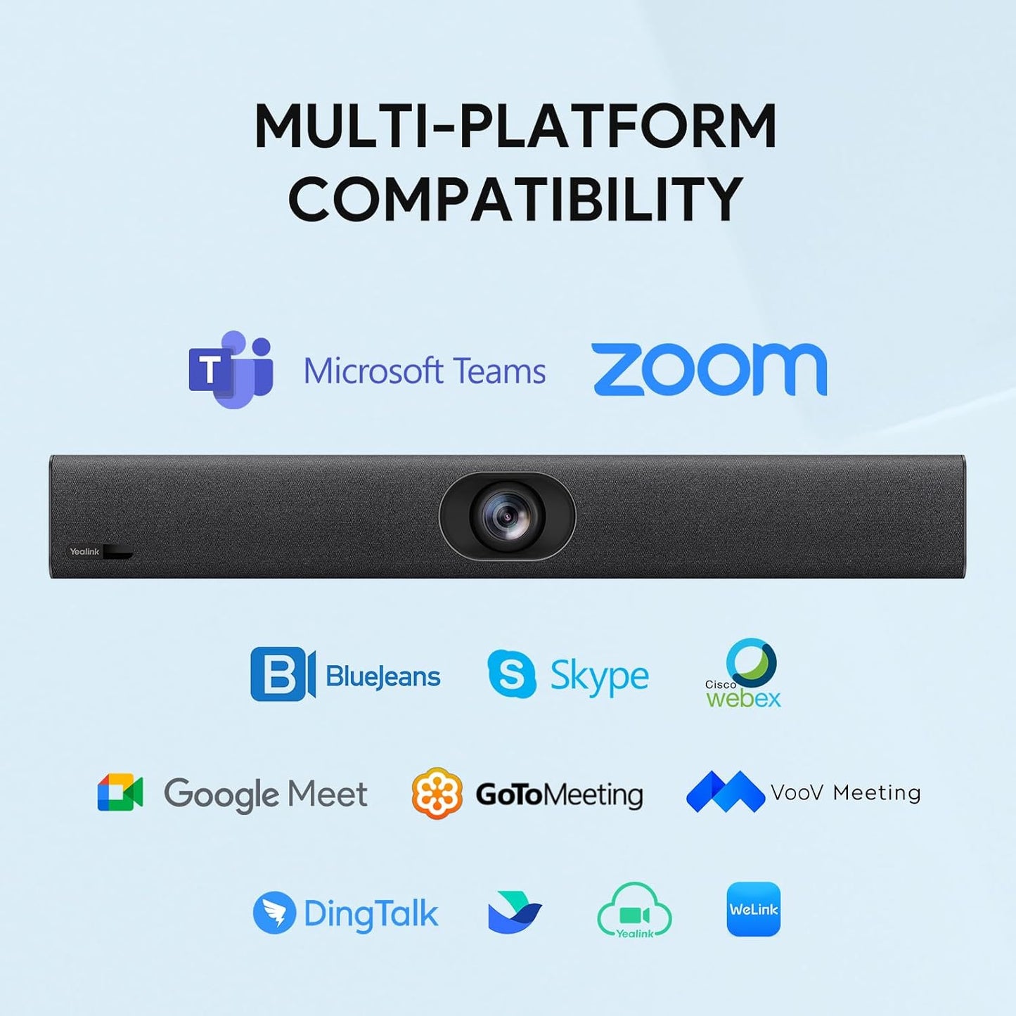 Yealink UVC40 E2 4K 30FPS USB Video Conference Camera, Teams Zoom Certified,120° Wide Angle Webcam with 8 Microphones and Speakers, Audio and Video Conferencing System for Small and Huddle Rooms USB-A