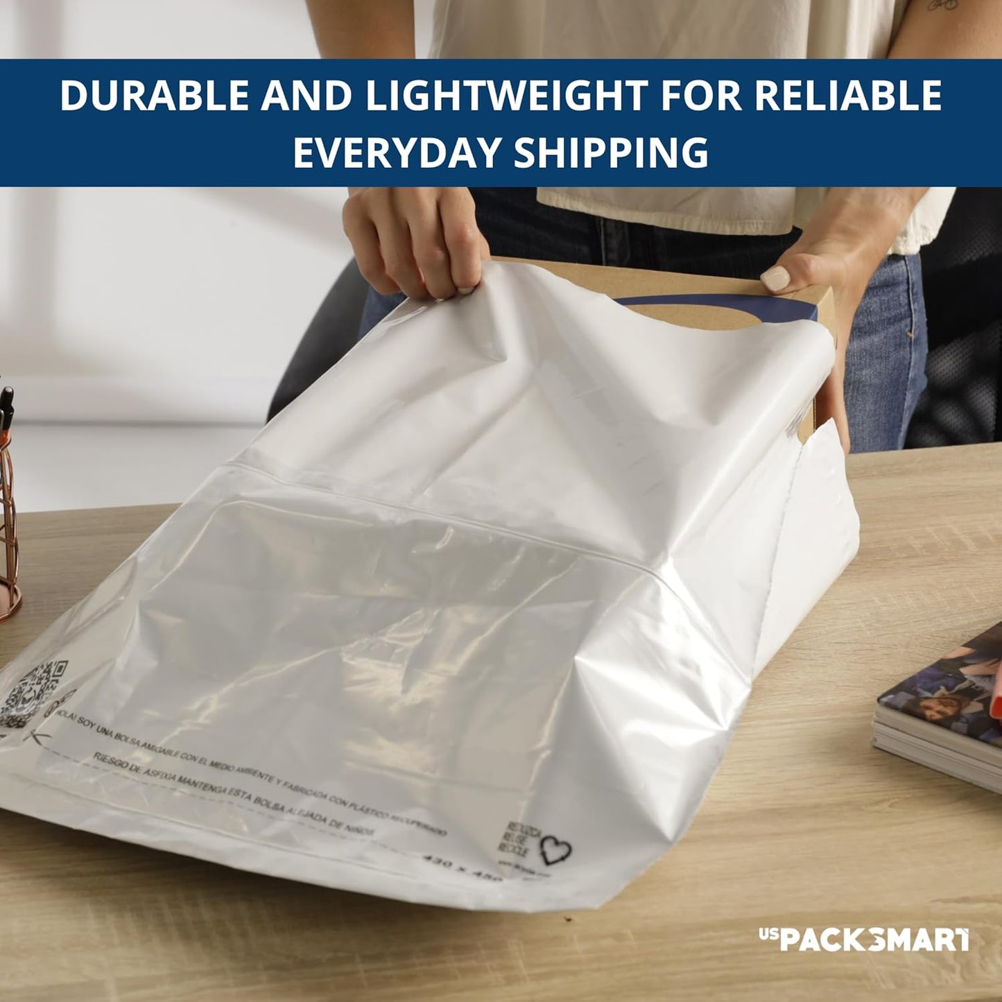 White Plastic Poly Mailers 12"x15" | Shipping Bags for Clothing, Books & Accessories | Durable Shipping Envelopes | Waterproof and Tear-Proof with Strong Self-sealing Adhesive | 100-Pack