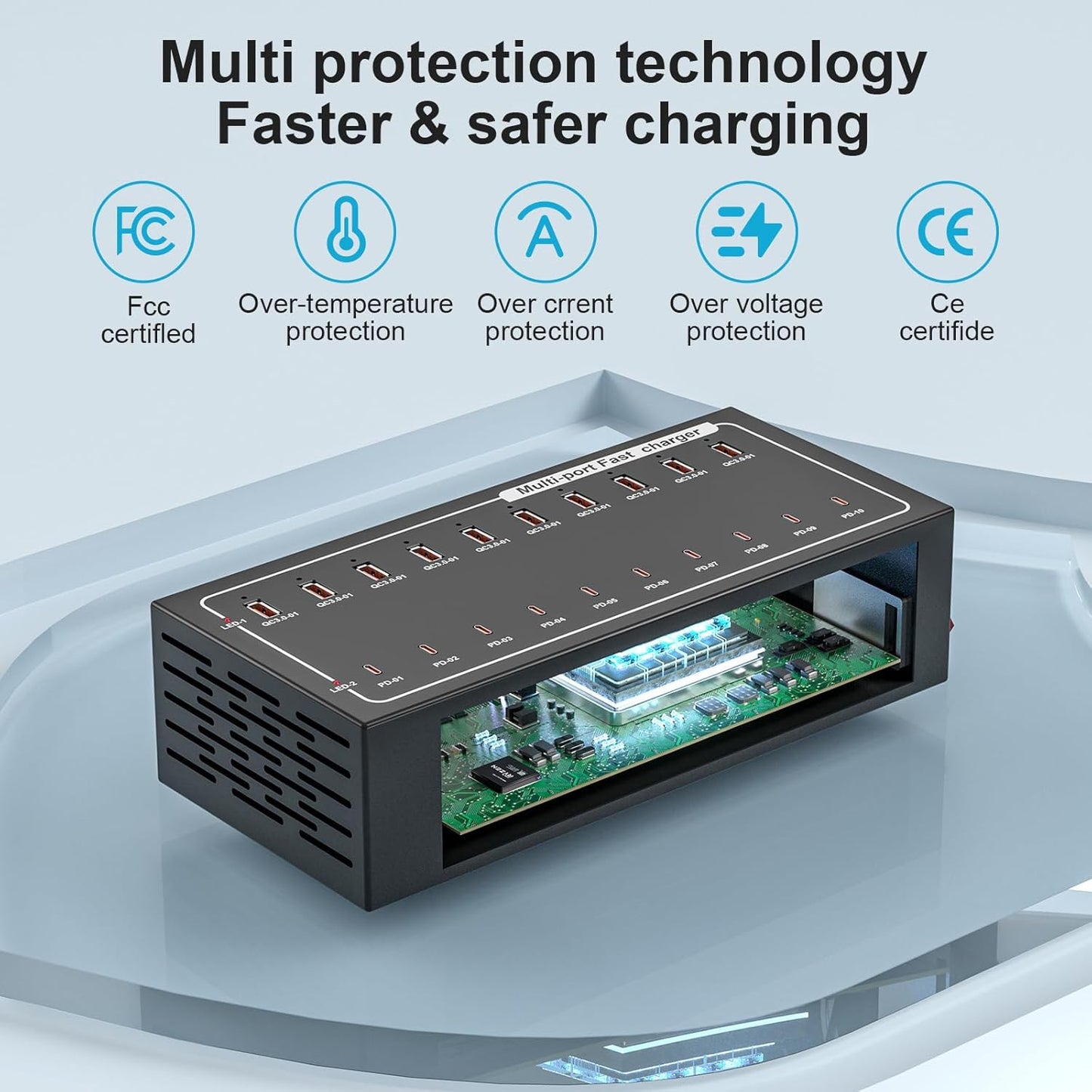 Lcoco&Dream 400W Super Charging Station, 20 Port Fast Charging(10USB C+10USB A) Desktop Charging Station,simultaneously Charges Mobile Phones, Tablets, Headphones and Other Devices at high speeds