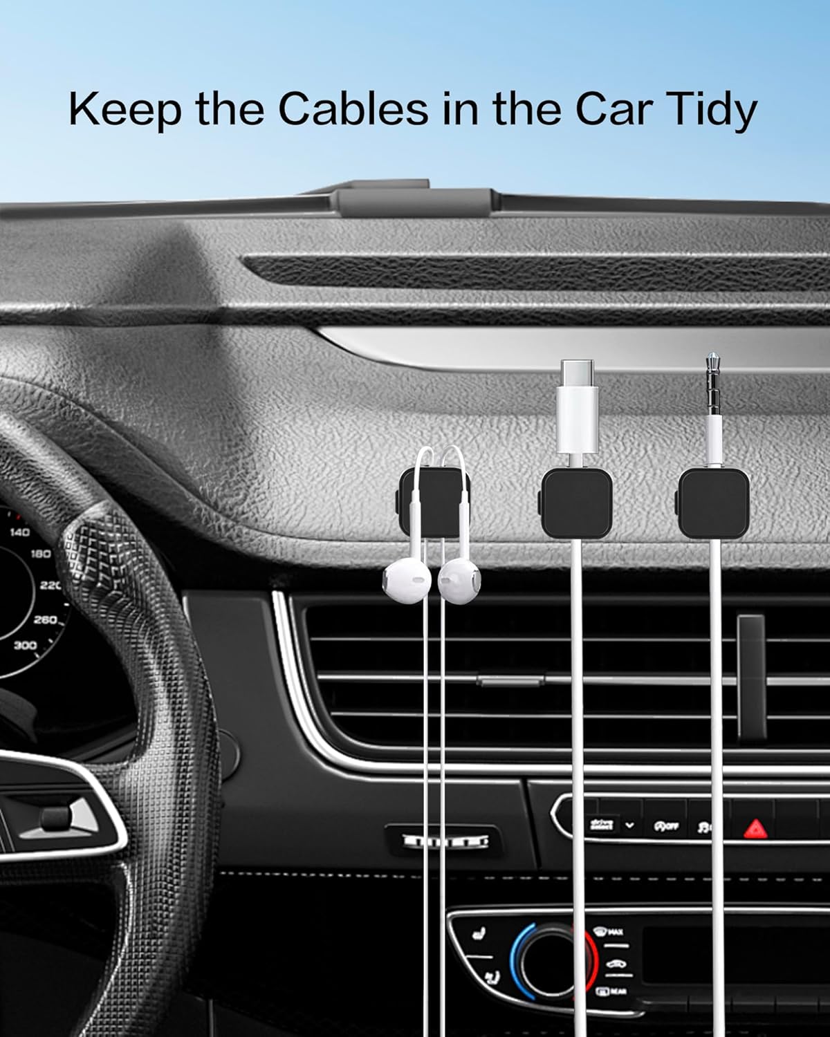 10 Pack Desk Cable Strong Adhesive Management Clips,Organize Phone Charging Magnetic Cable Wire Holder, Easy to Open, for Desk, Wall, Office, Car,Nightstand(Black)