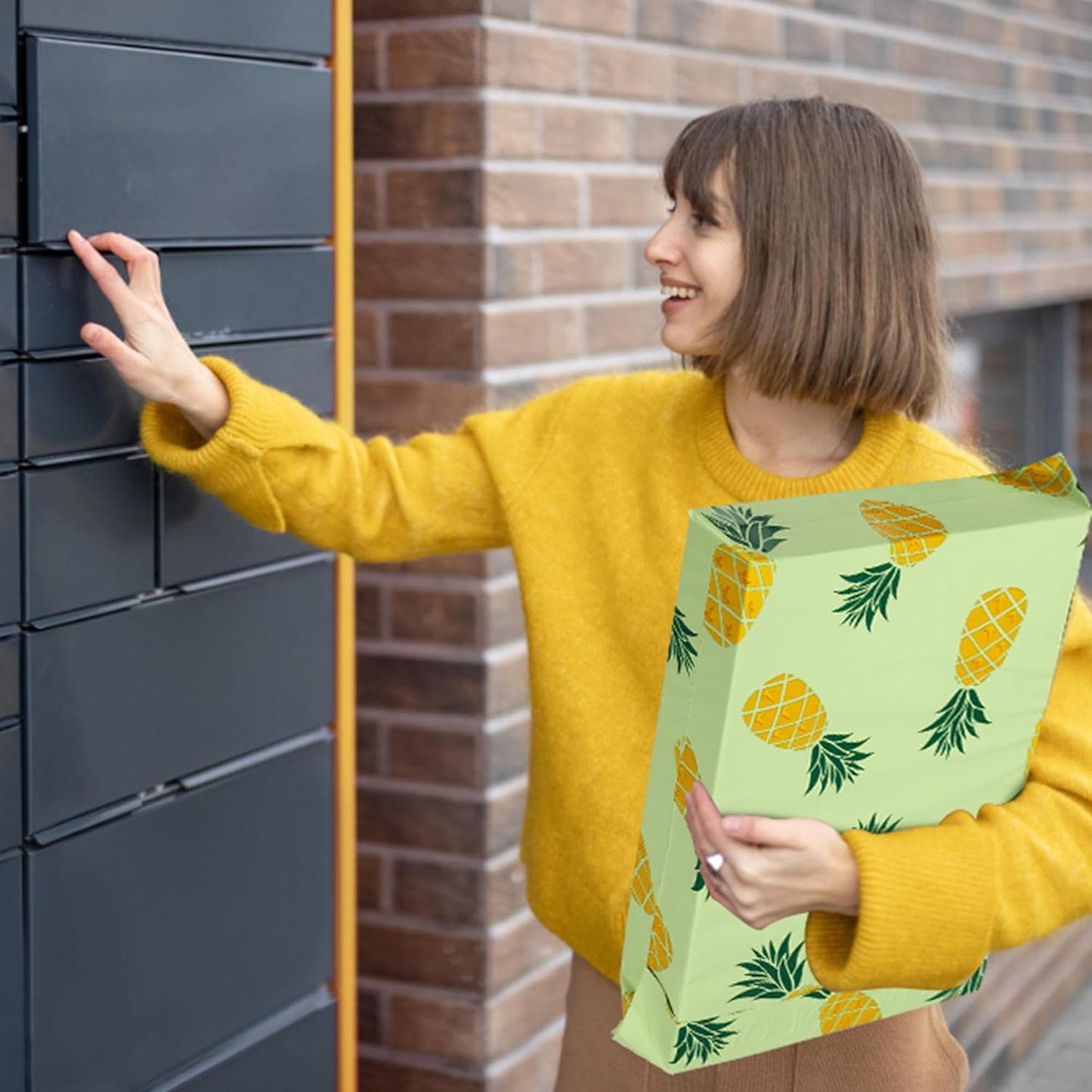 Poly Mailers 12x15.5 Inch 50 Pcs - Pineapple printed Shipping Bags, 2.4mil Thickness, Waterproof and Tear Resistant Mailing Envelopes, Self-Sealing Packaging Bags for Small Business