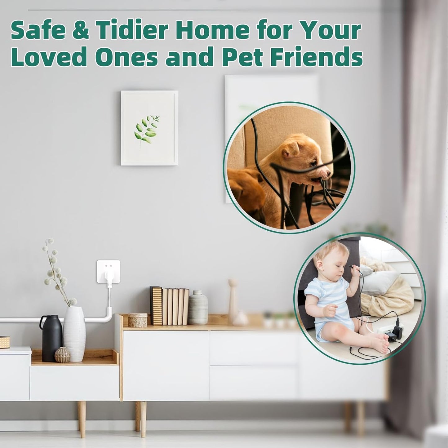 Cord Hider Raceway Kit, 118 inch Wall Cable Hider for 1 Cable, Silicone Material Hiding Wall Mount TV Powers Cords in Home Office, W0.59 H0.39in White